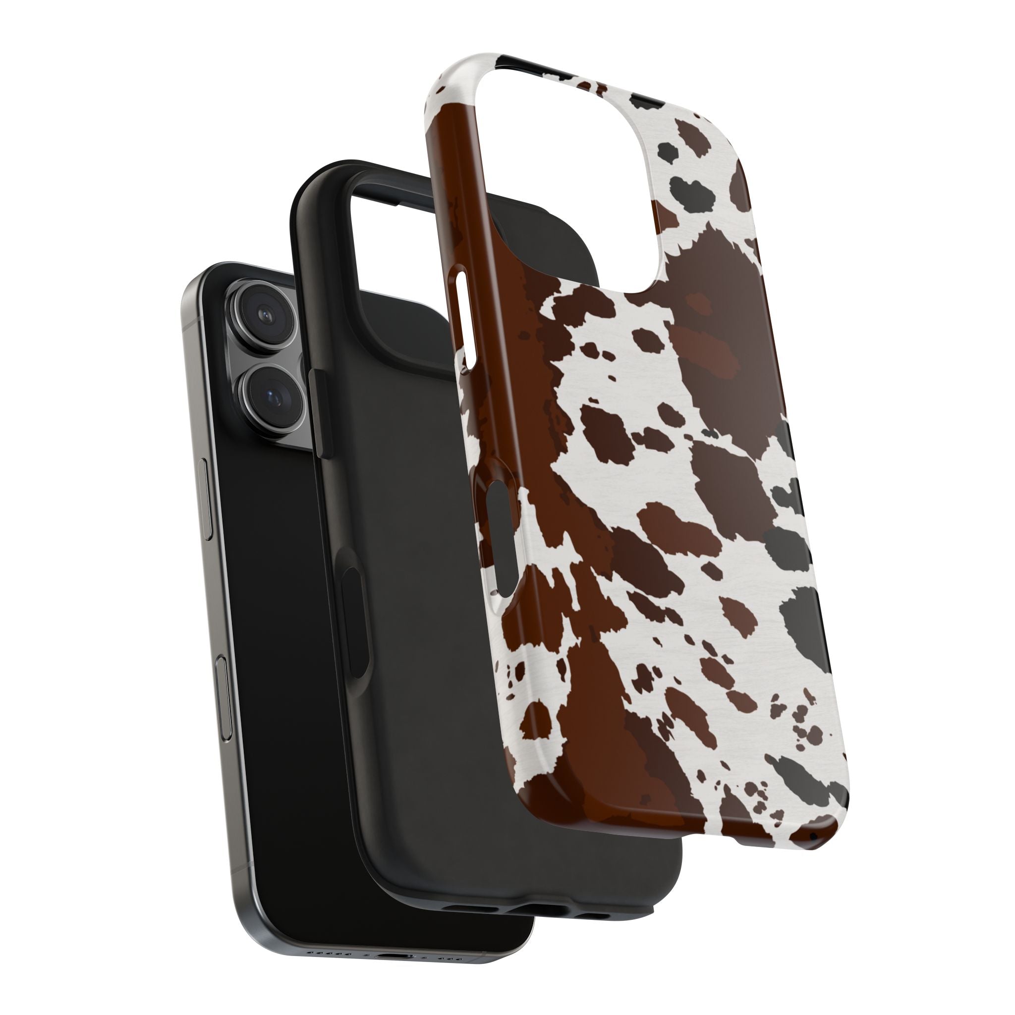 Phone Case | Brown & White Cowhide Pattern Tough Protective Cover