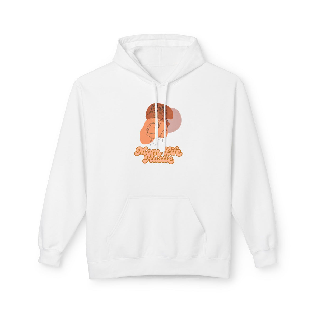 'Mom Life Hustle' Retro Hoodie | Delicate Line Illustration of a Mother & Baby