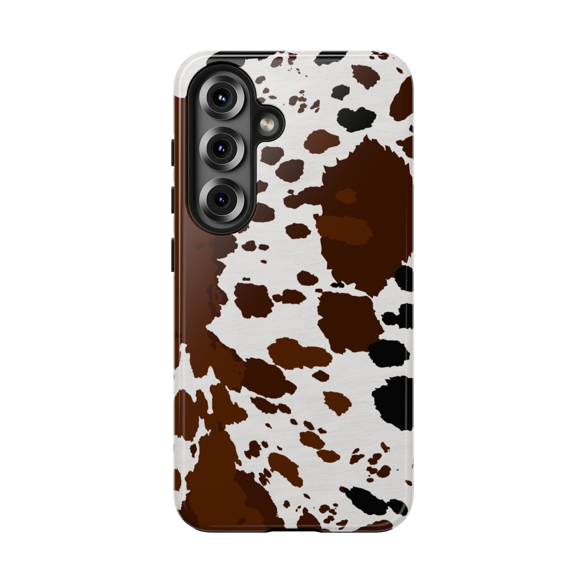Phone Case | Brown & White Cowhide Pattern Tough Protective Cover