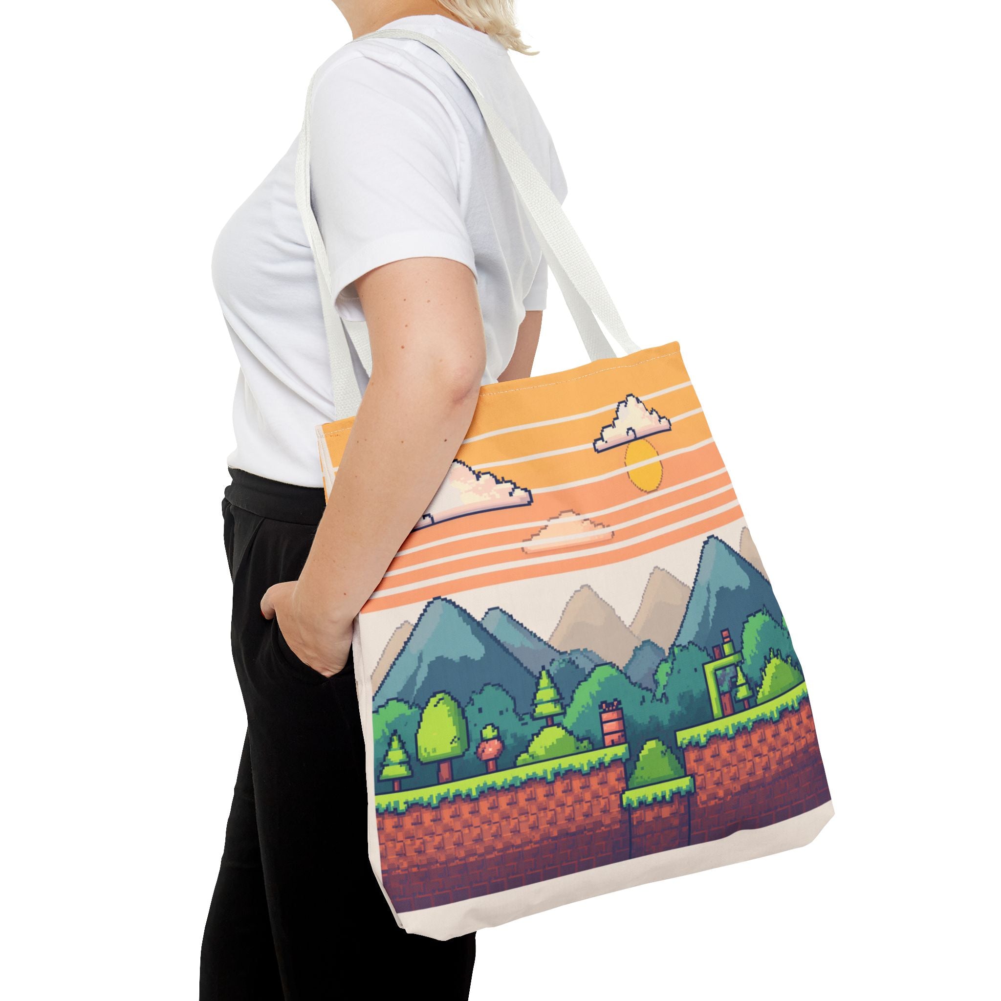 Tote Bag | Pixel Sunset Mountain Gamer Tote