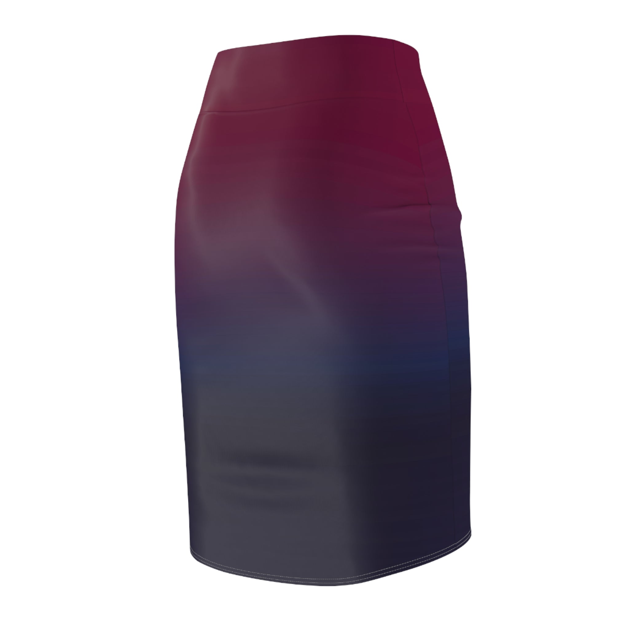 Women's Pencil Skirt | Burgundy to Navy Gradient Ombre Bodycon