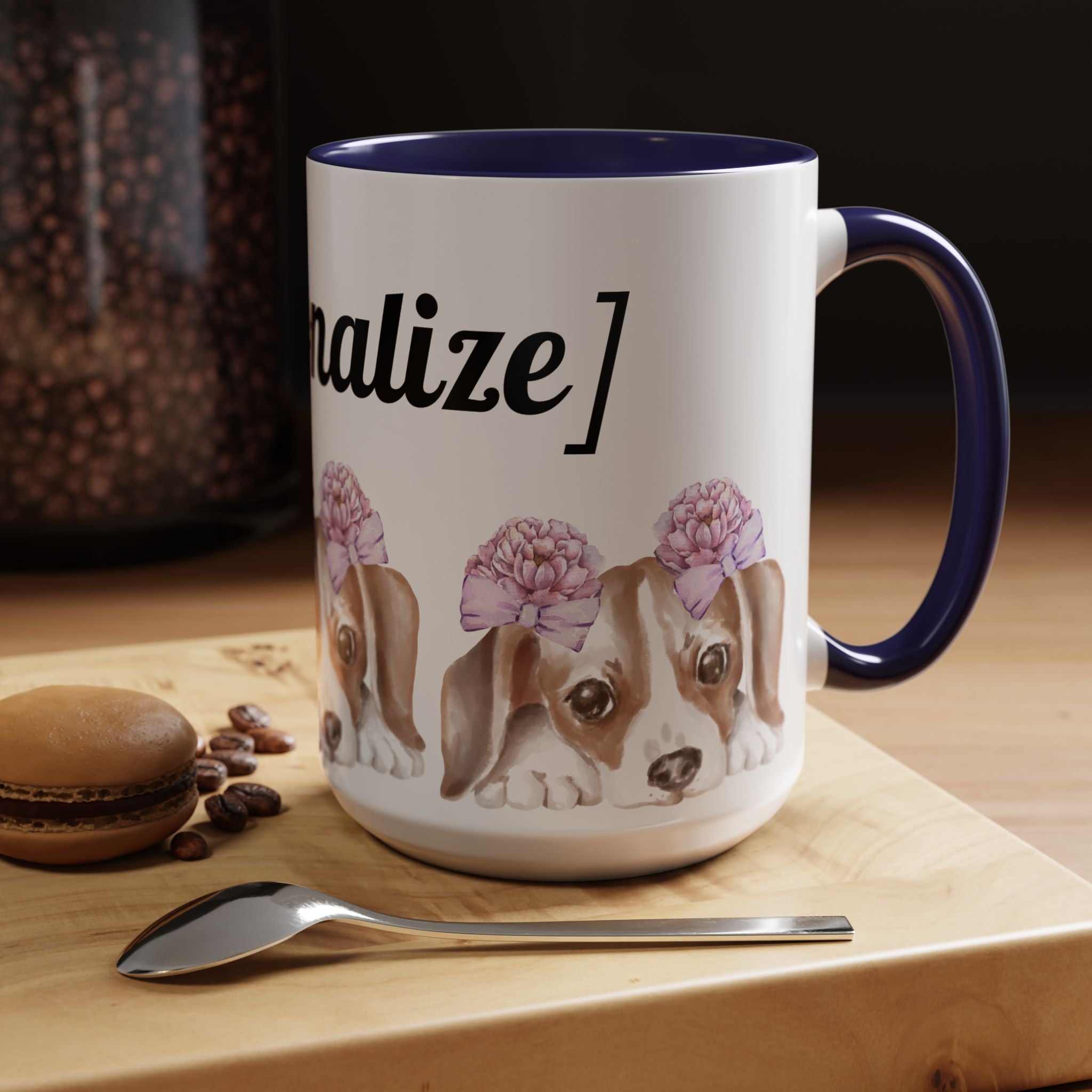 Coffee Mug | Puppy Face with Custom Script Accent Mug (11/15oz)