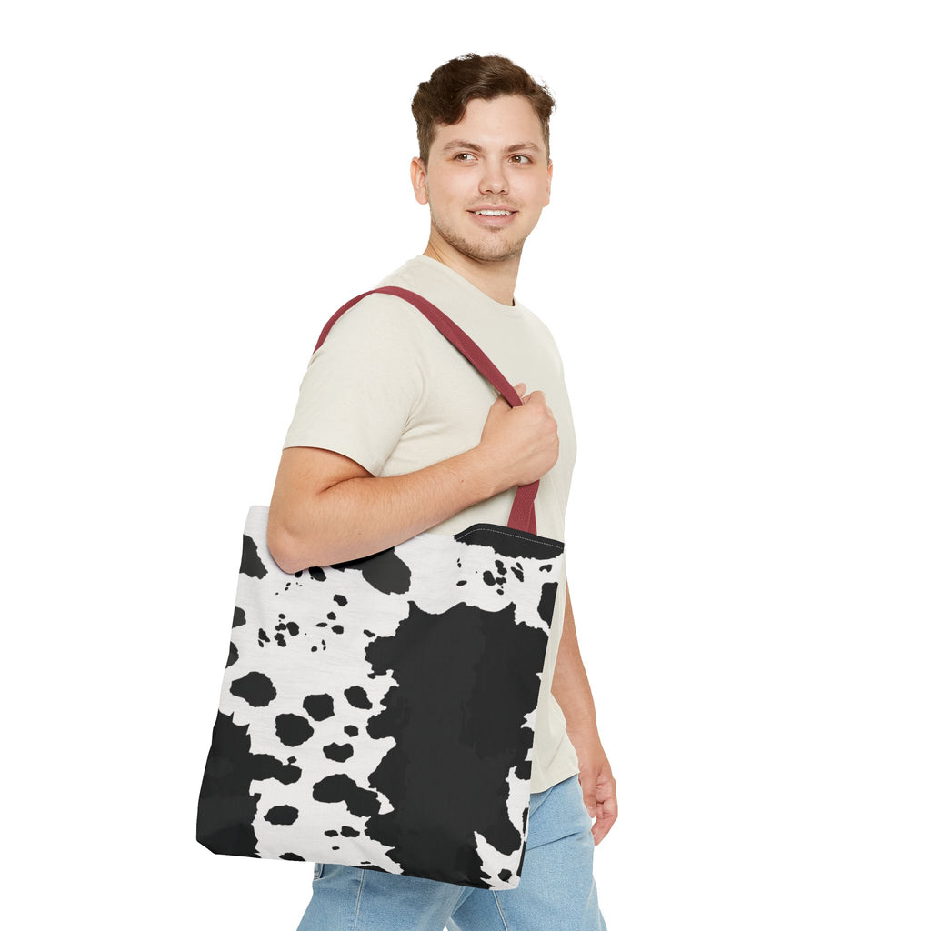 Tote Bag | Black & White Cow Print Patterned Shoulder Tote