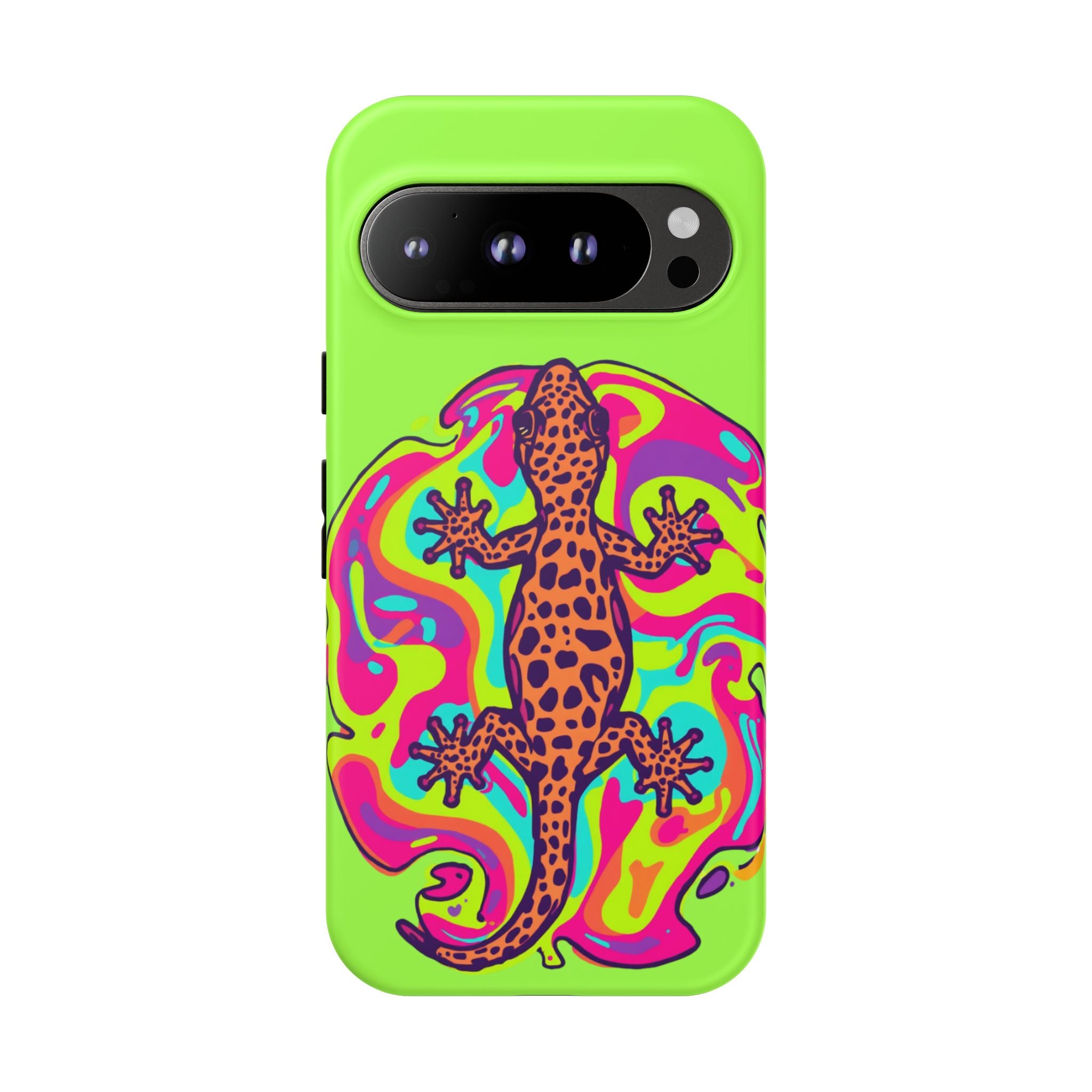 Phone Cases | Neon Leopard Gecko Swirl Phone Case