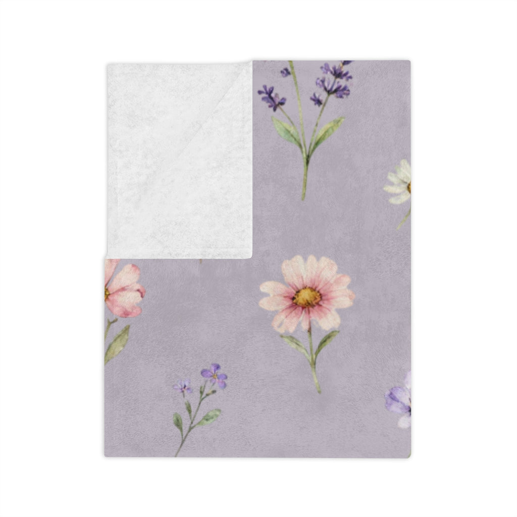 Lilac Purple and Wild Flowers Microfiber Throw