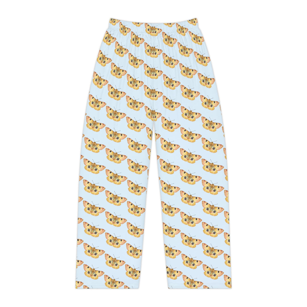 Pajama Pants | Vintage Pastel Moths on Light Blue Women's Lounge Pants