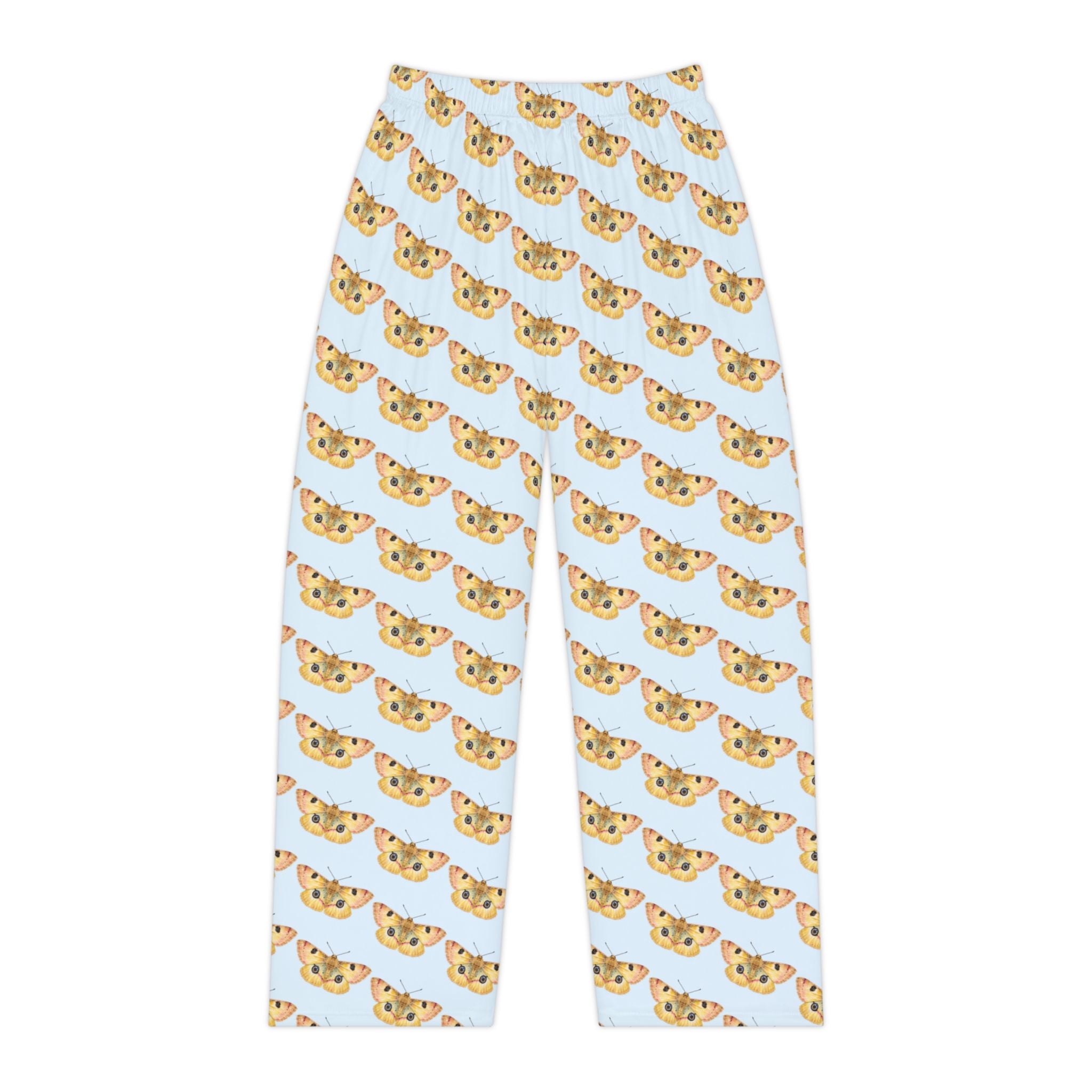 Pajama Pants | Vintage Pastel Moths on Light Blue Women's Lounge Pants