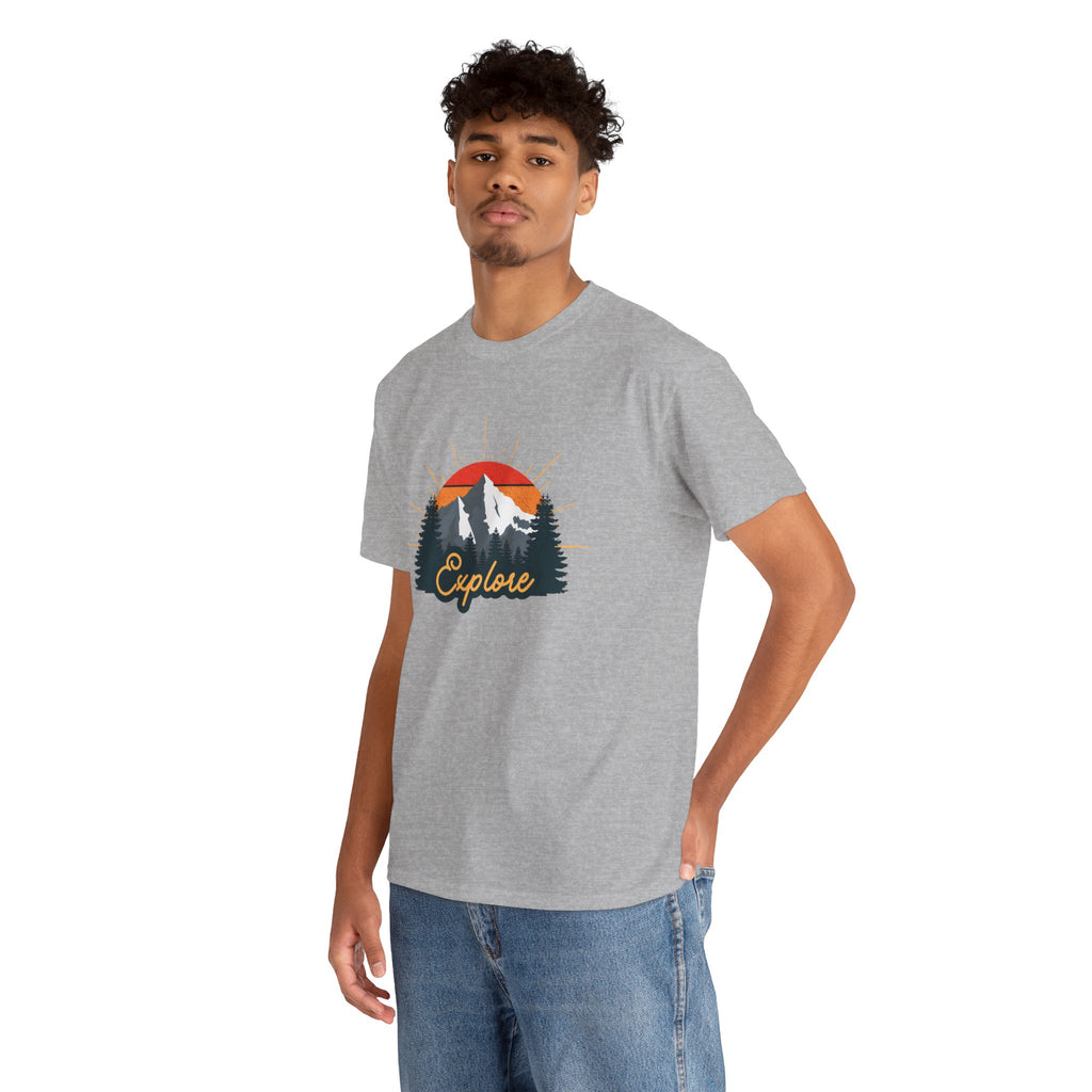 T-Shirt | Vintage Sunset 'Explore' Outdoor Adventure Shirt