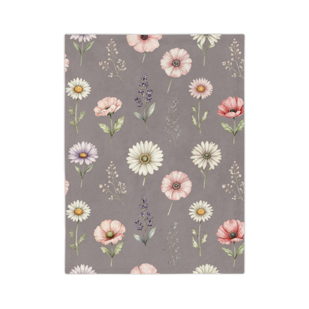 Wildflowers on Mauve Microfiber Throw