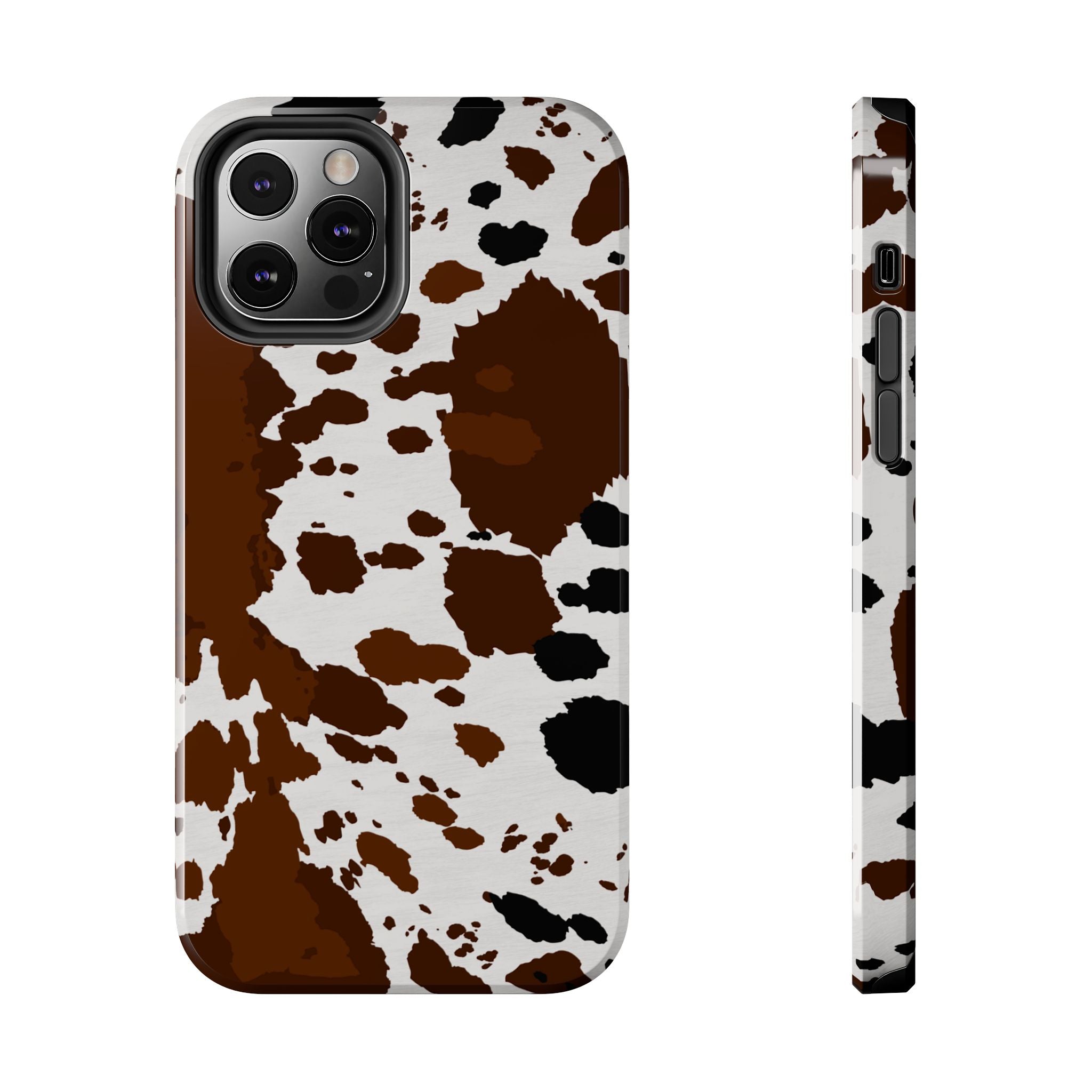 Phone Case | Brown & White Cowhide Pattern Tough Protective Cover