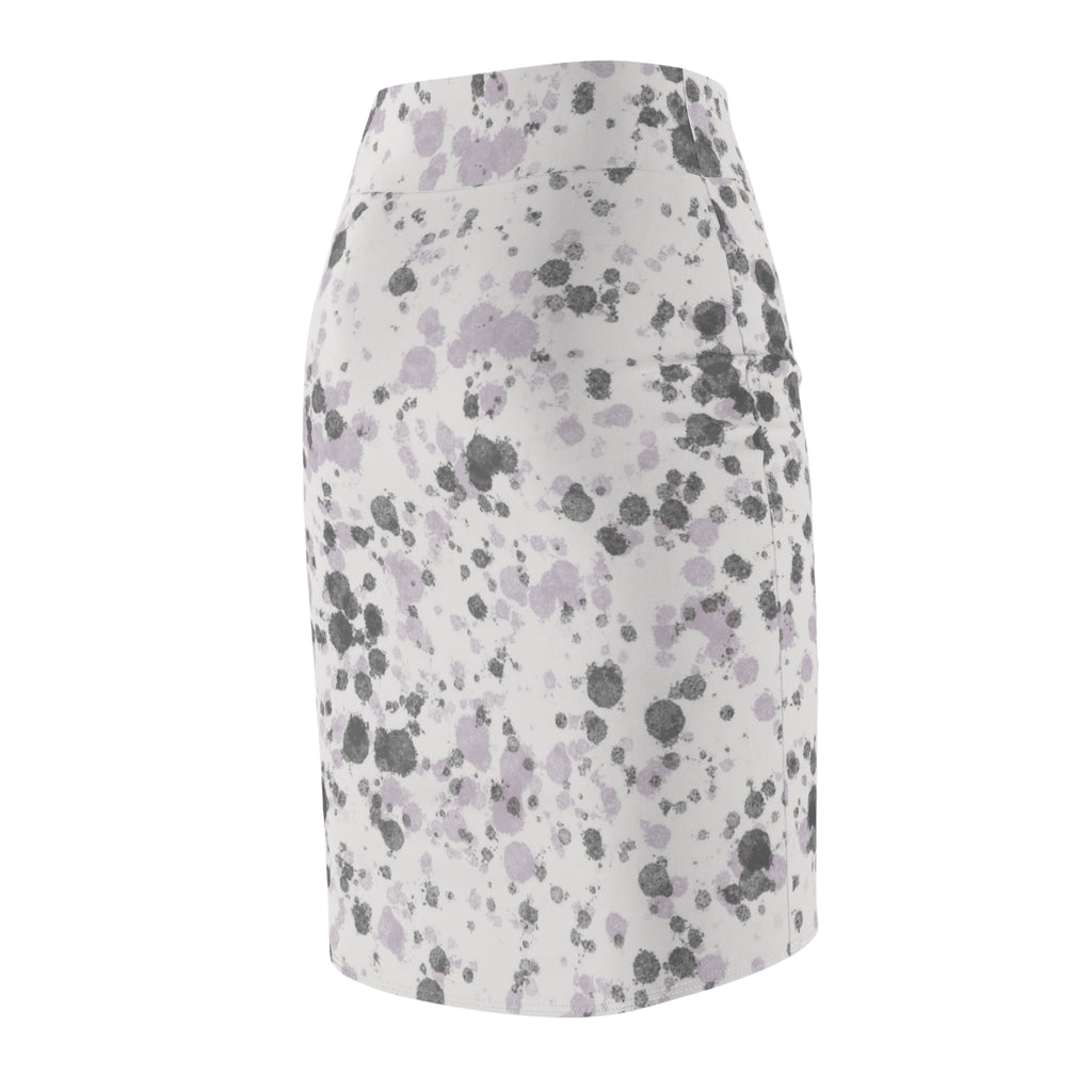 Women's Pencil Skirt | Lavender Gray Abstract Watercolor Spot Midi