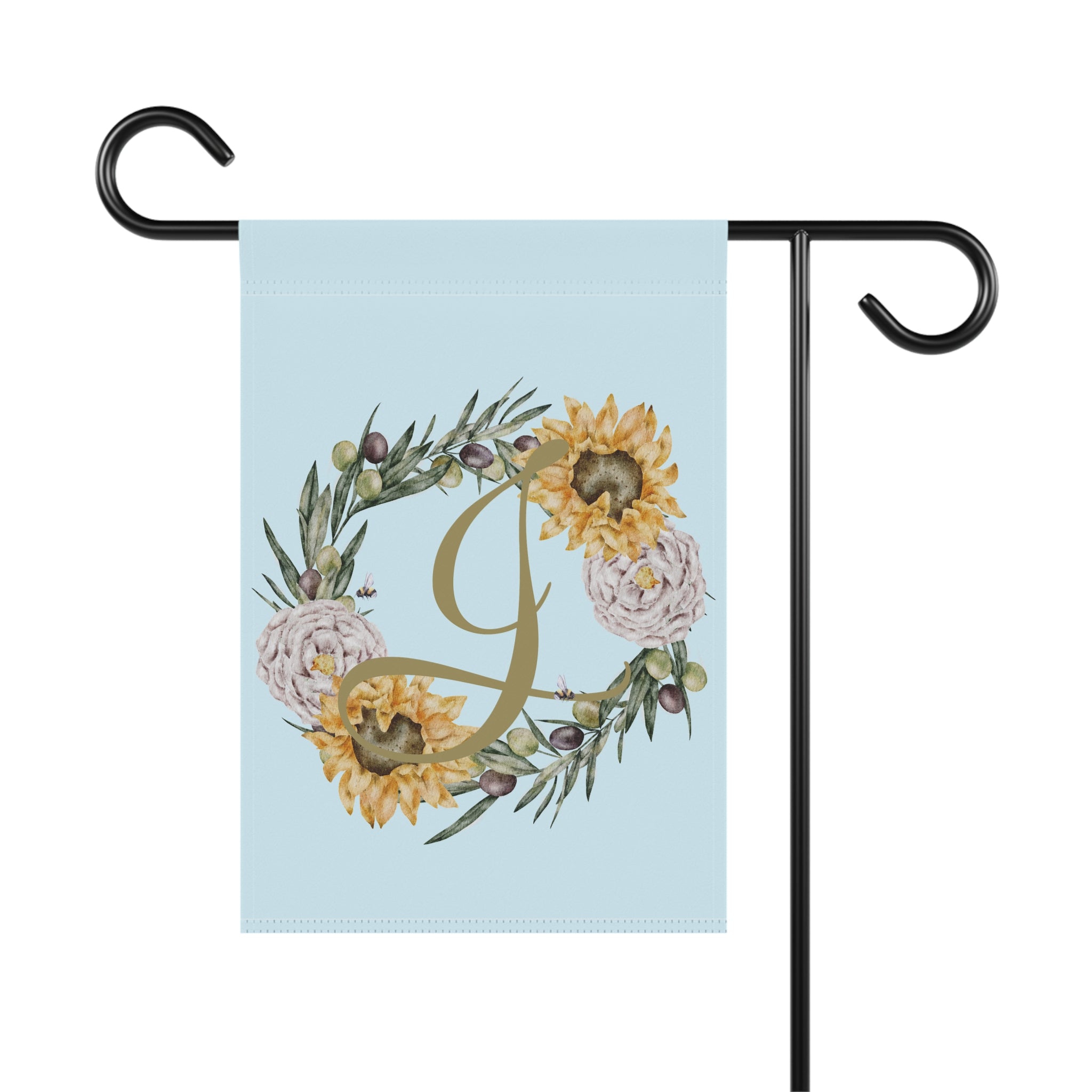 Home & Garden Banner | 'J' Monogram Boho Sunflower Flag