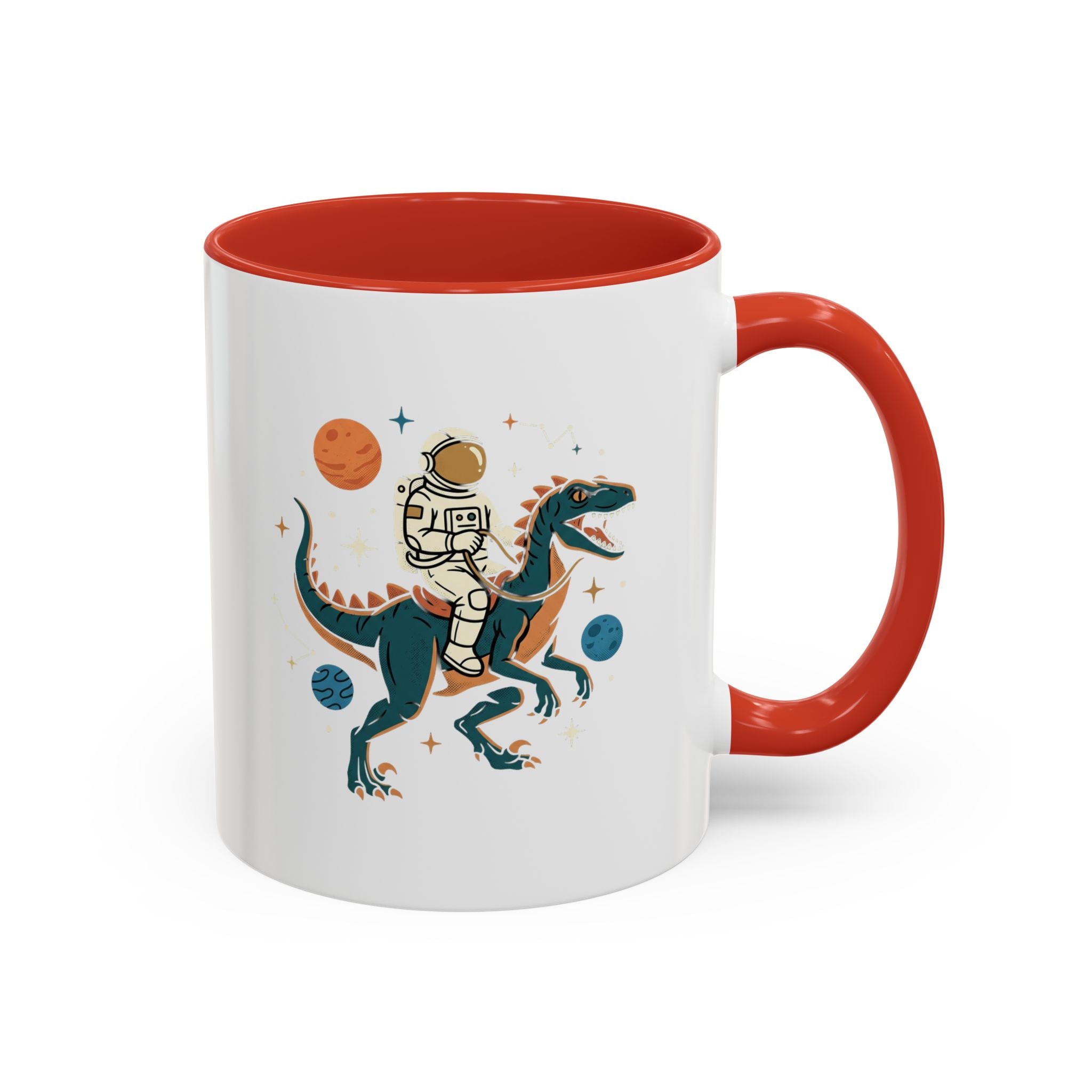 Coffee Mug | Astronaut Riding Velociraptor Accent Mug