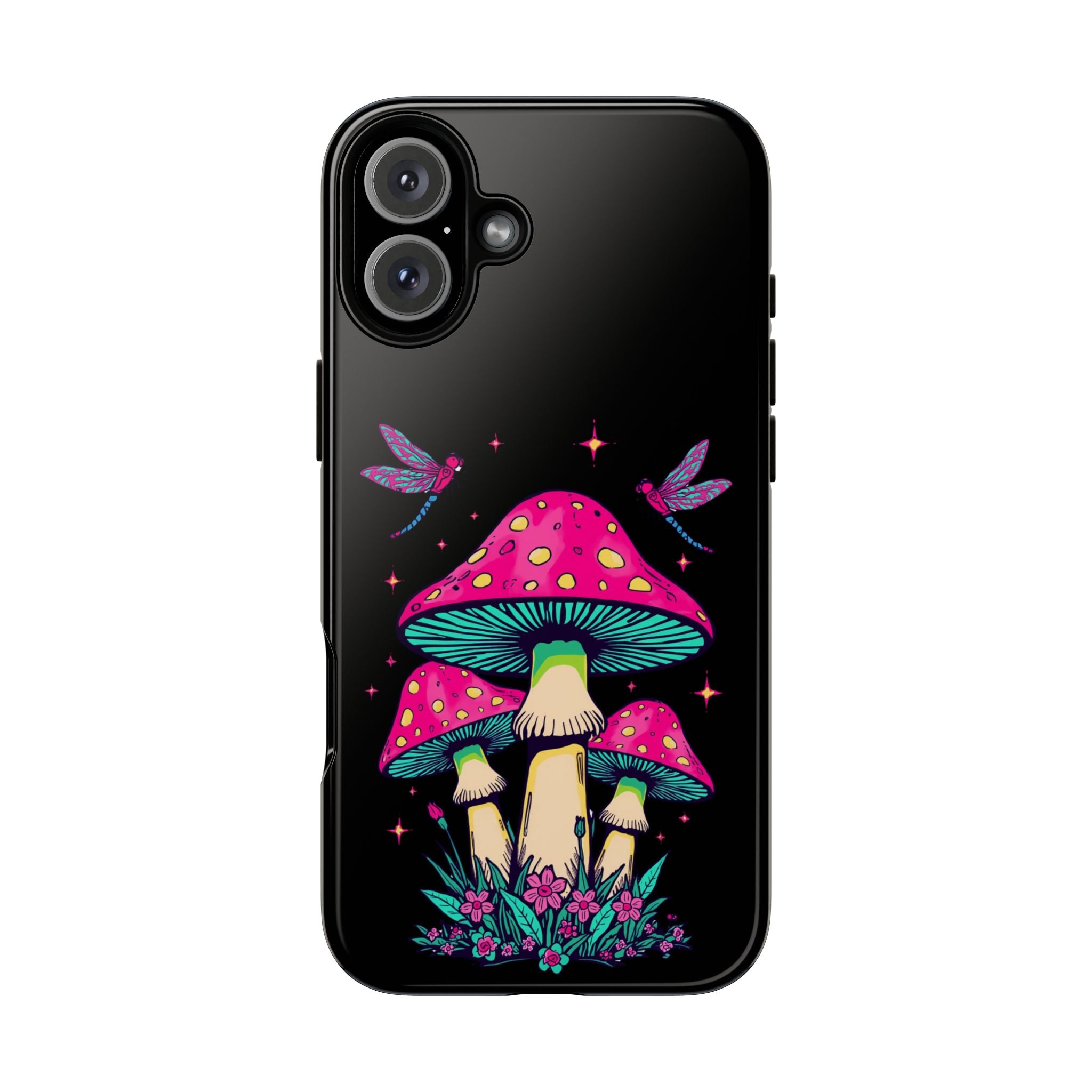 Phone Cases | Colorful Mushroom and Dragonfly Print Tough Case
