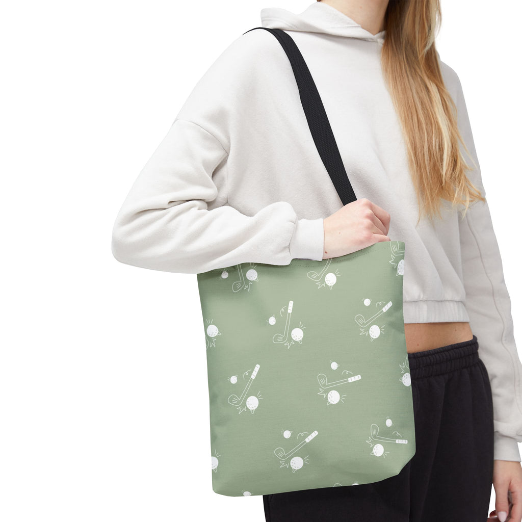 Tote Bag | Sage Green and Golf Pattern Shoulder Bag
