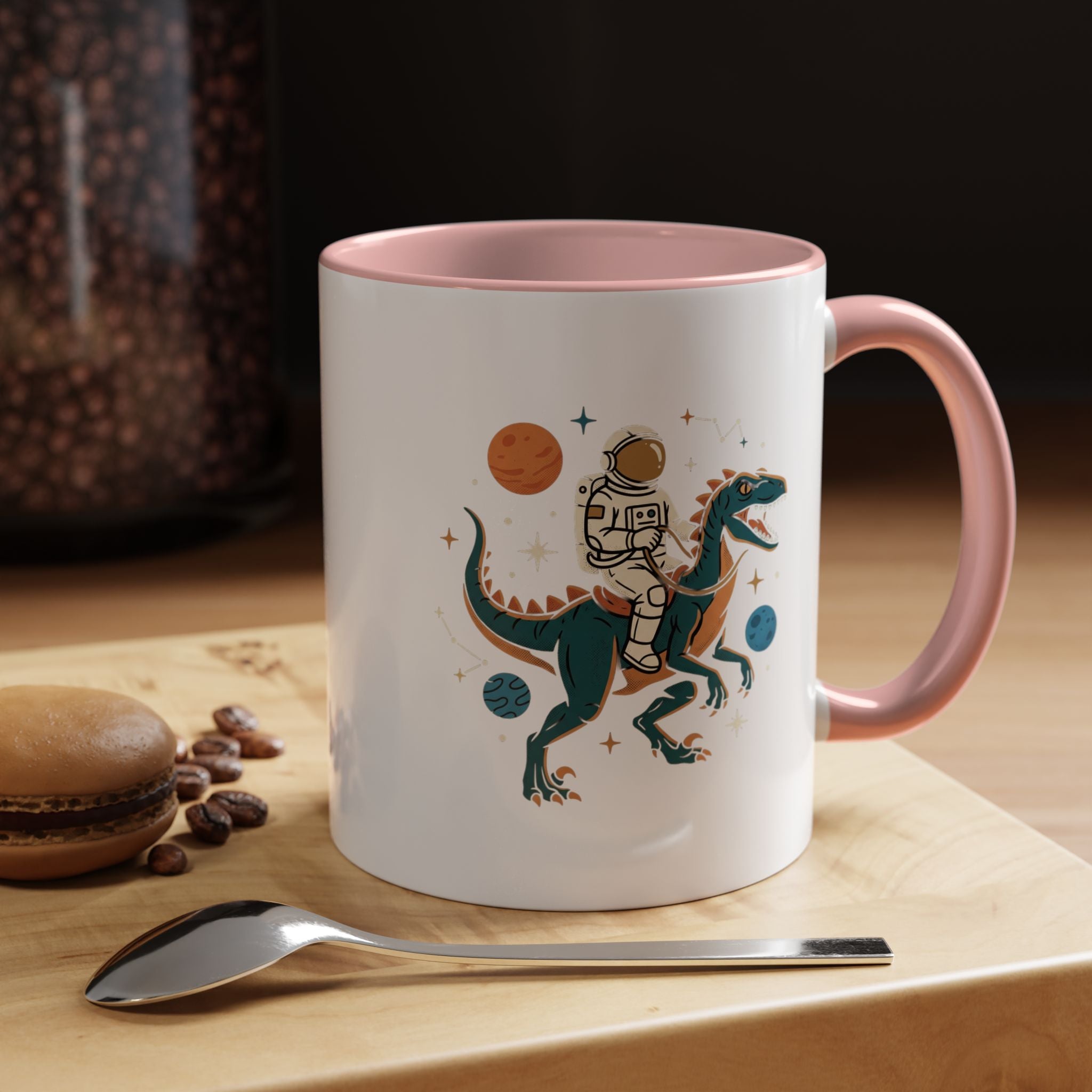 Coffee Mug | Astronaut Riding Velociraptor Accent Mug