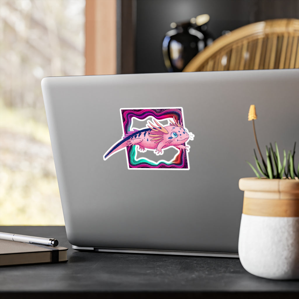 Vinyl Decal | Cute Pink Axolotl Kiss-Cut Sticker