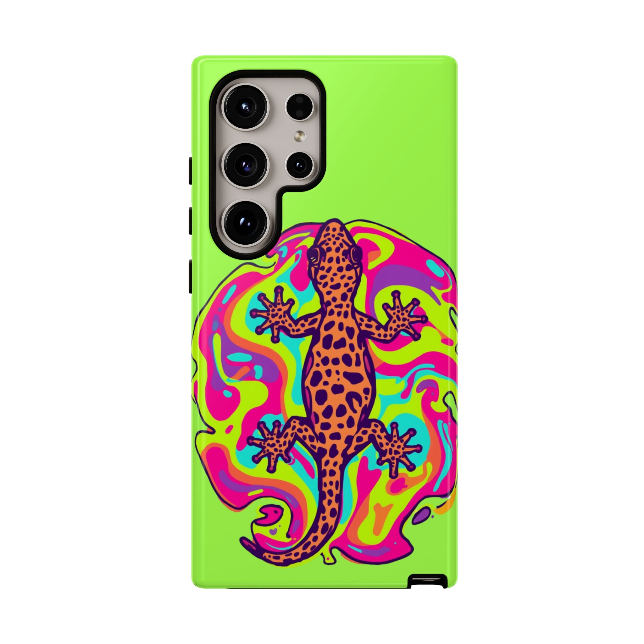 Phone Cases | Neon Leopard Gecko Swirl Phone Case