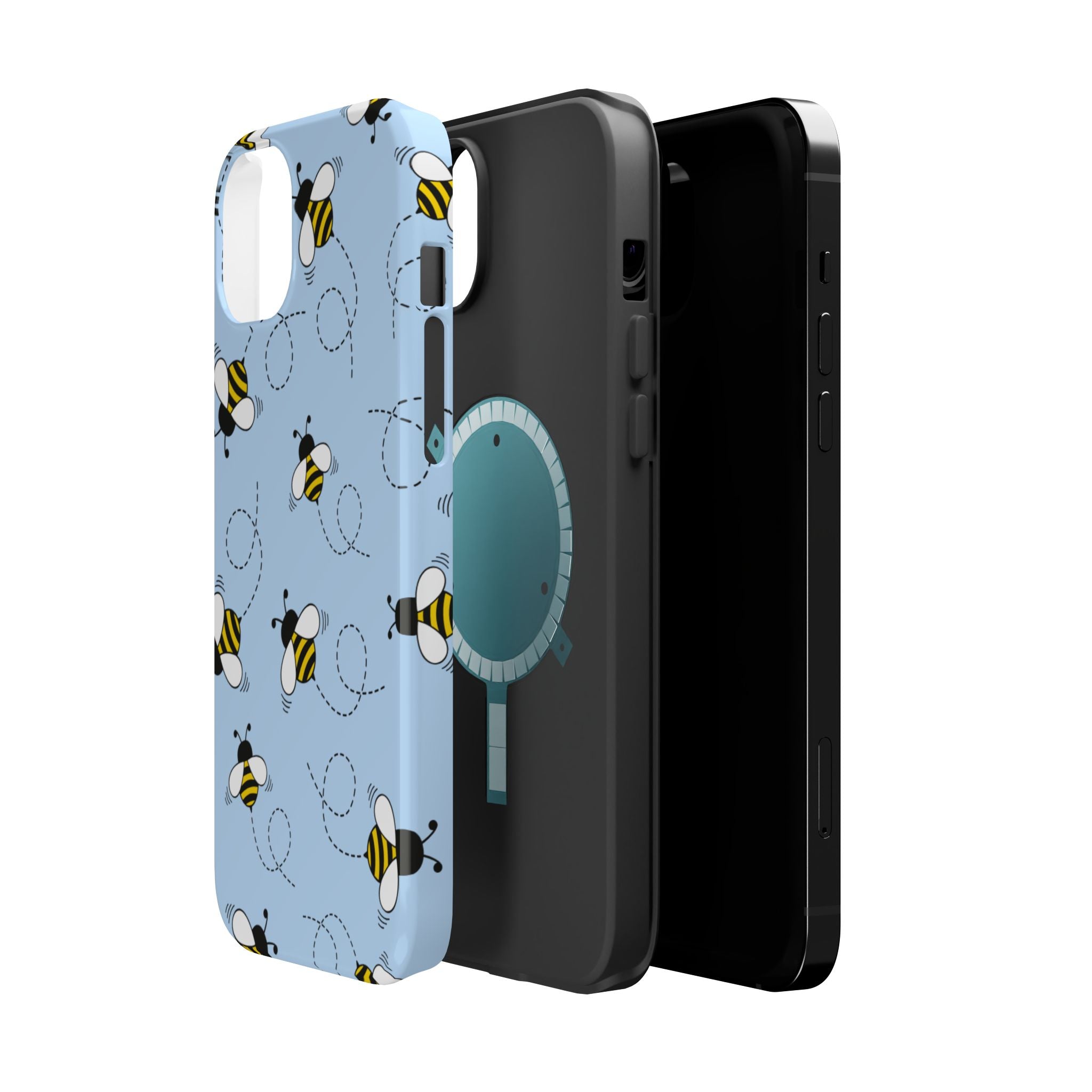 Phone Case | Sky Blue Bee Pattern Magnetic Impact-Resistant Phone Case