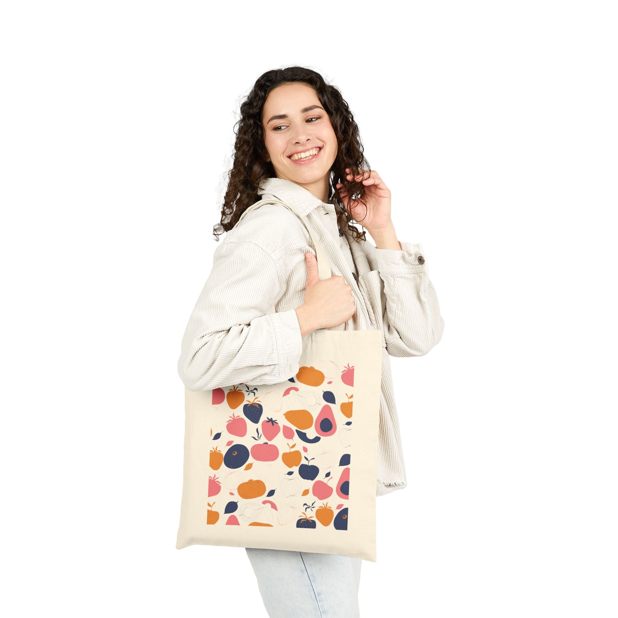 Tote Bag | Abstract Fruit Pattern Canvas Grocery Tote