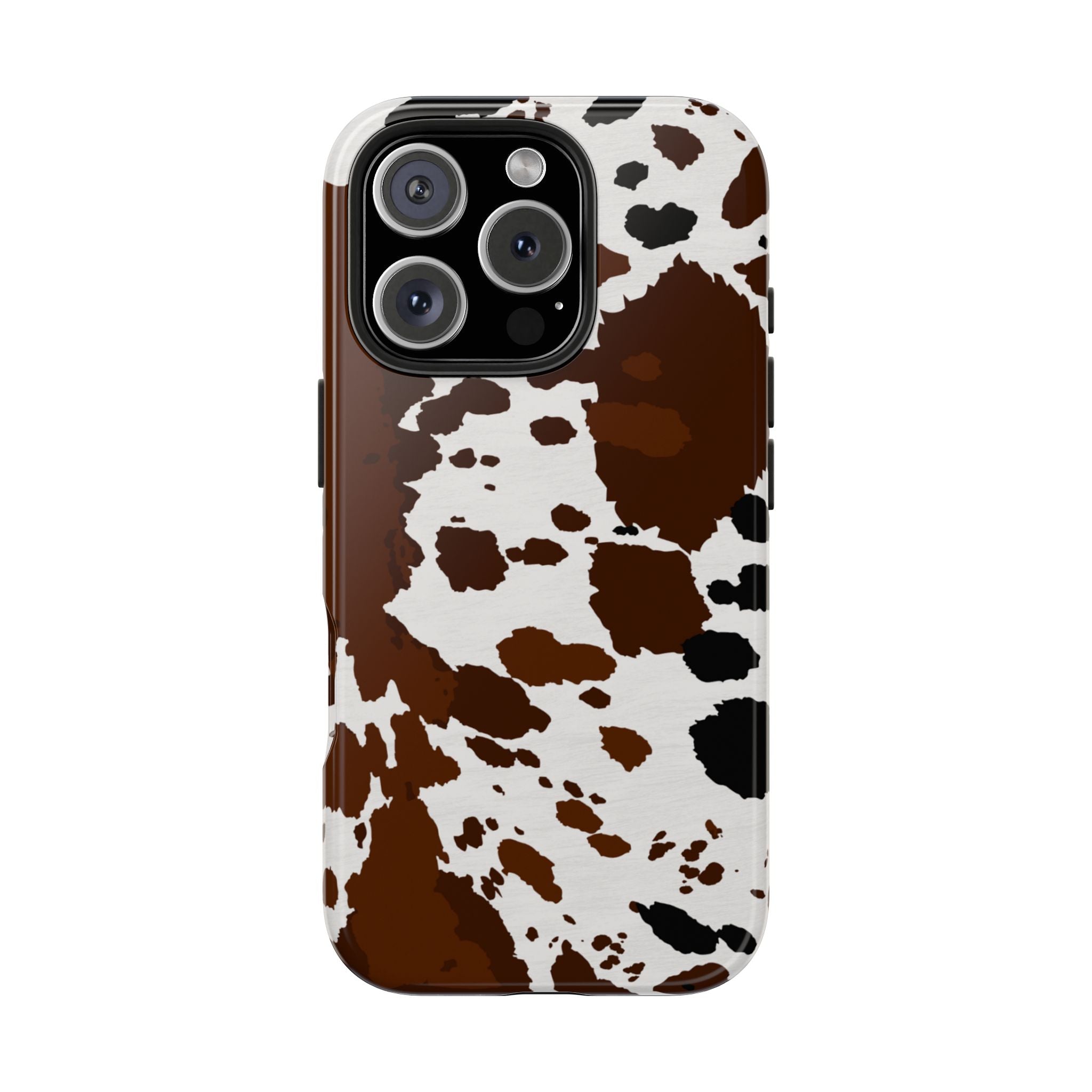 Phone Case | Brown & White Cowhide Pattern Tough Protective Cover