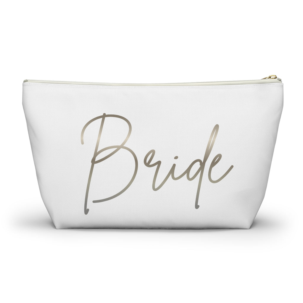 T Bottom Accessory Pouch | Silver 'Bride' Script Cosmetic Bag