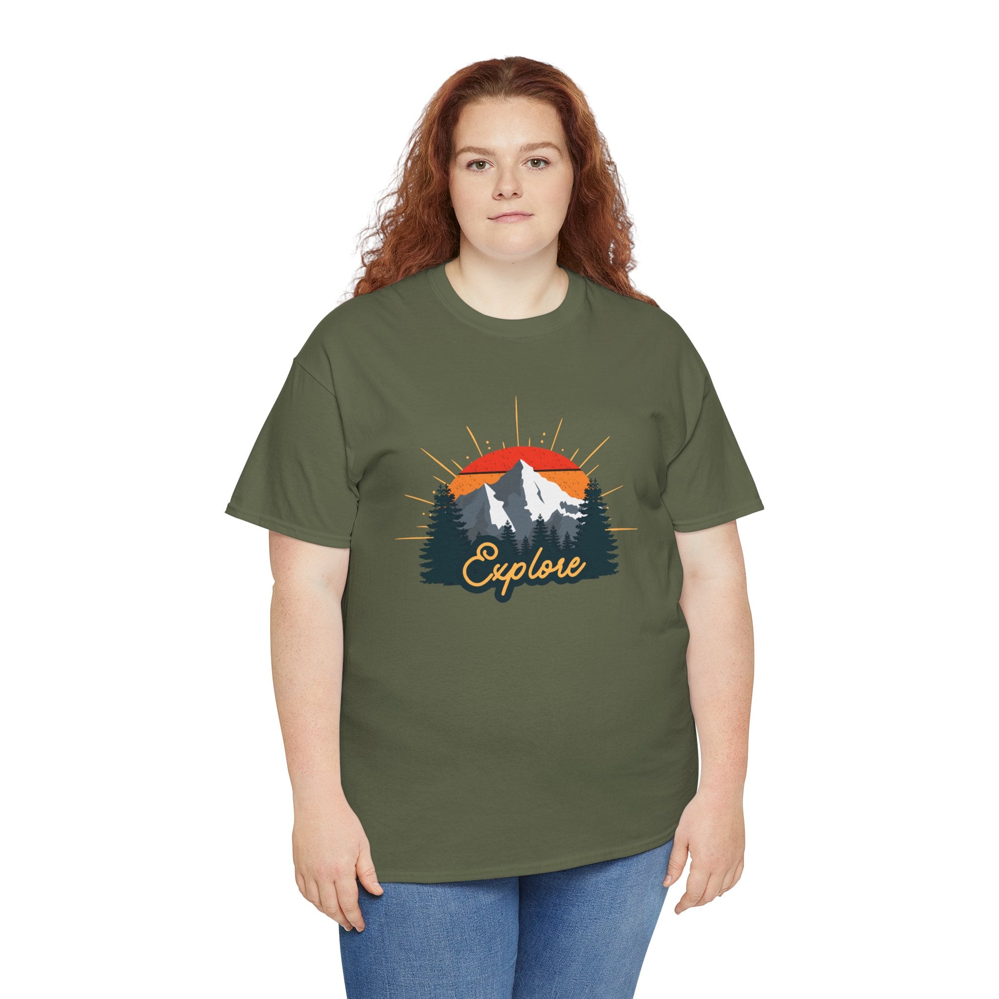 T-Shirt | Vintage Sunset 'Explore' Outdoor Adventure Shirt