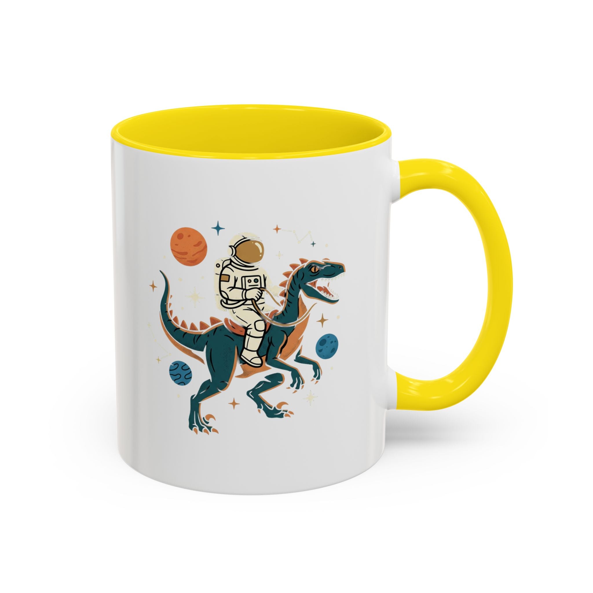 Coffee Mug | Astronaut Riding Velociraptor Accent Mug