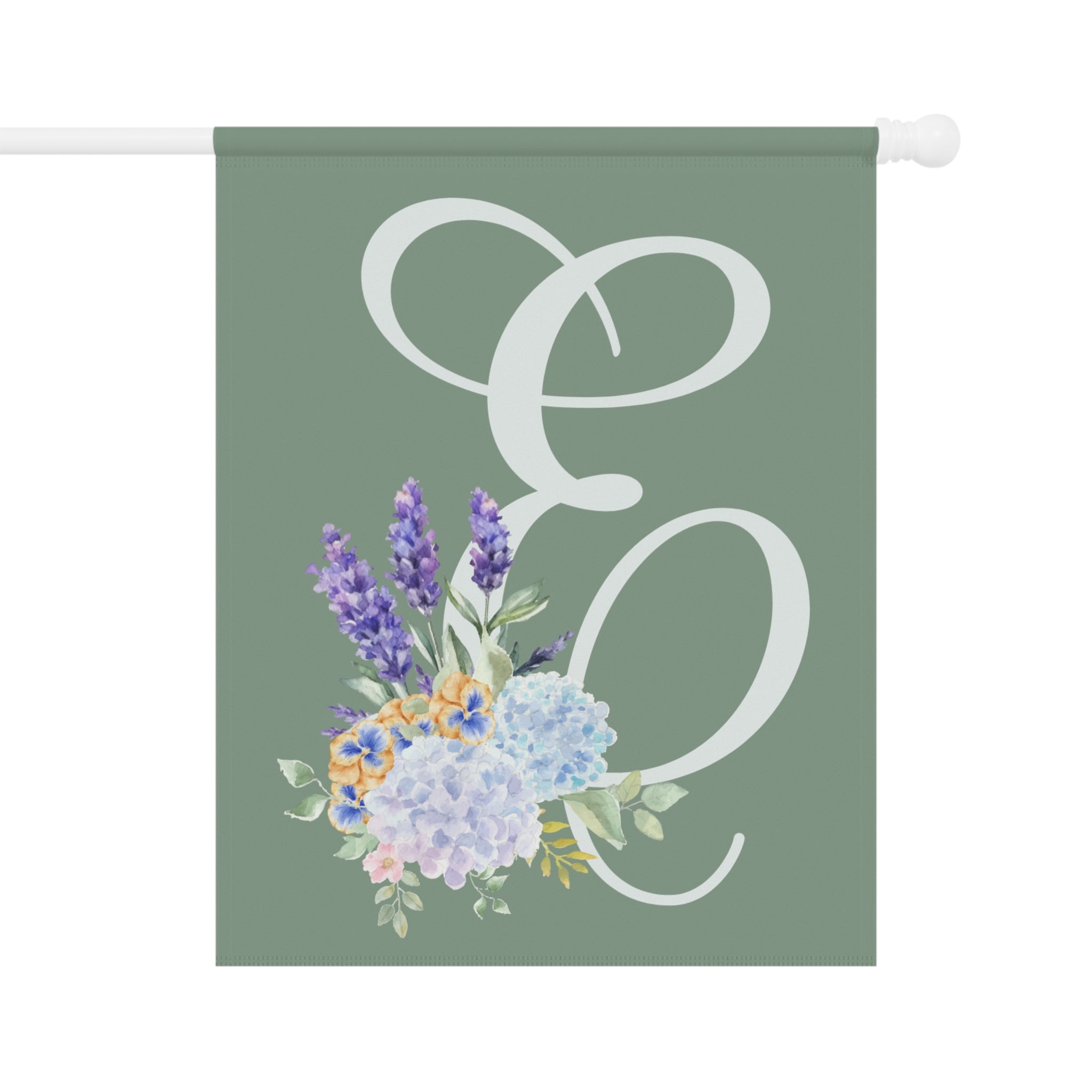 Home & Garden Banner | 'E' Monogram Sage Garden Flag