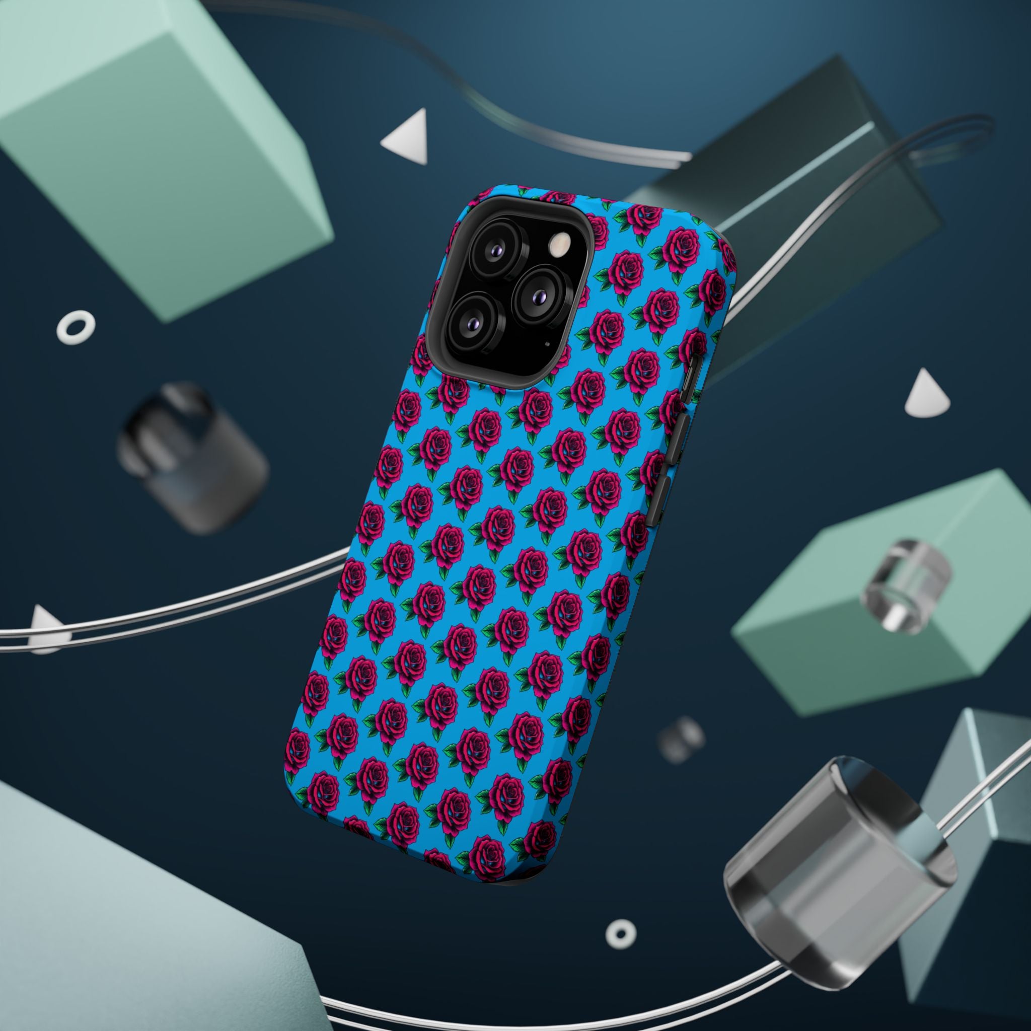 Phone Cases | Bright Rose Pattern Magnetic Impact-Resistant Case