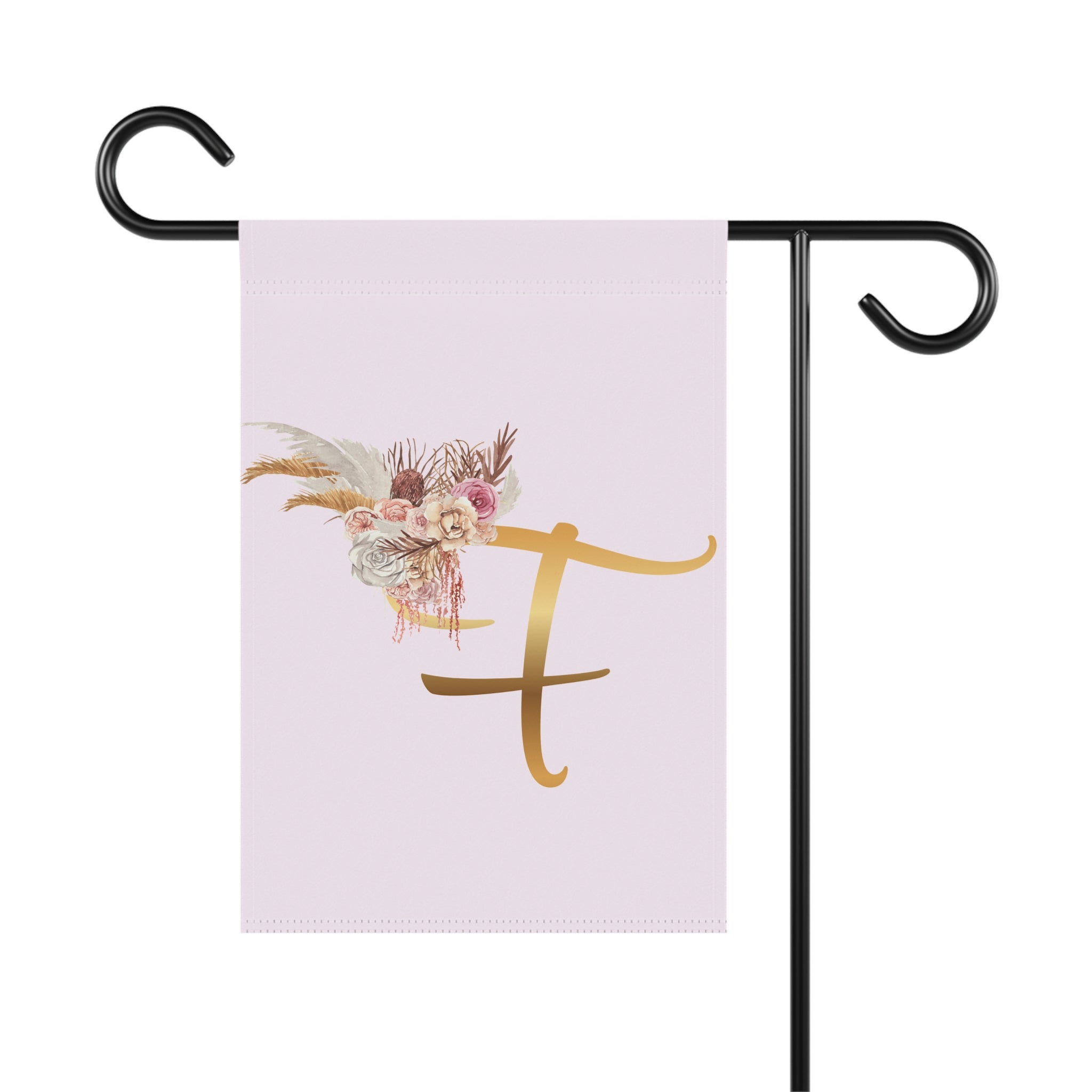 Home & Garden Banner | 'F' Monogram Blush Petals Flag