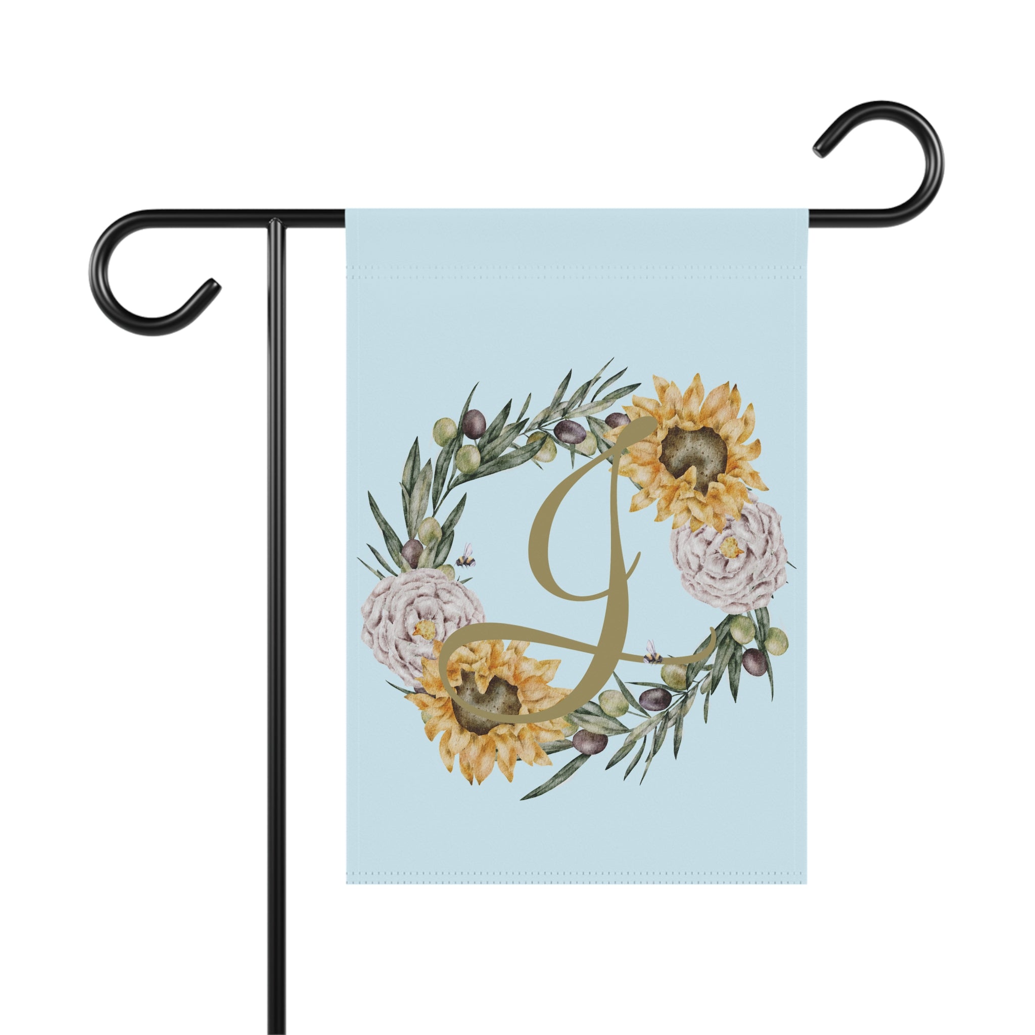 Home & Garden Banner | 'J' Monogram Boho Sunflower Flag