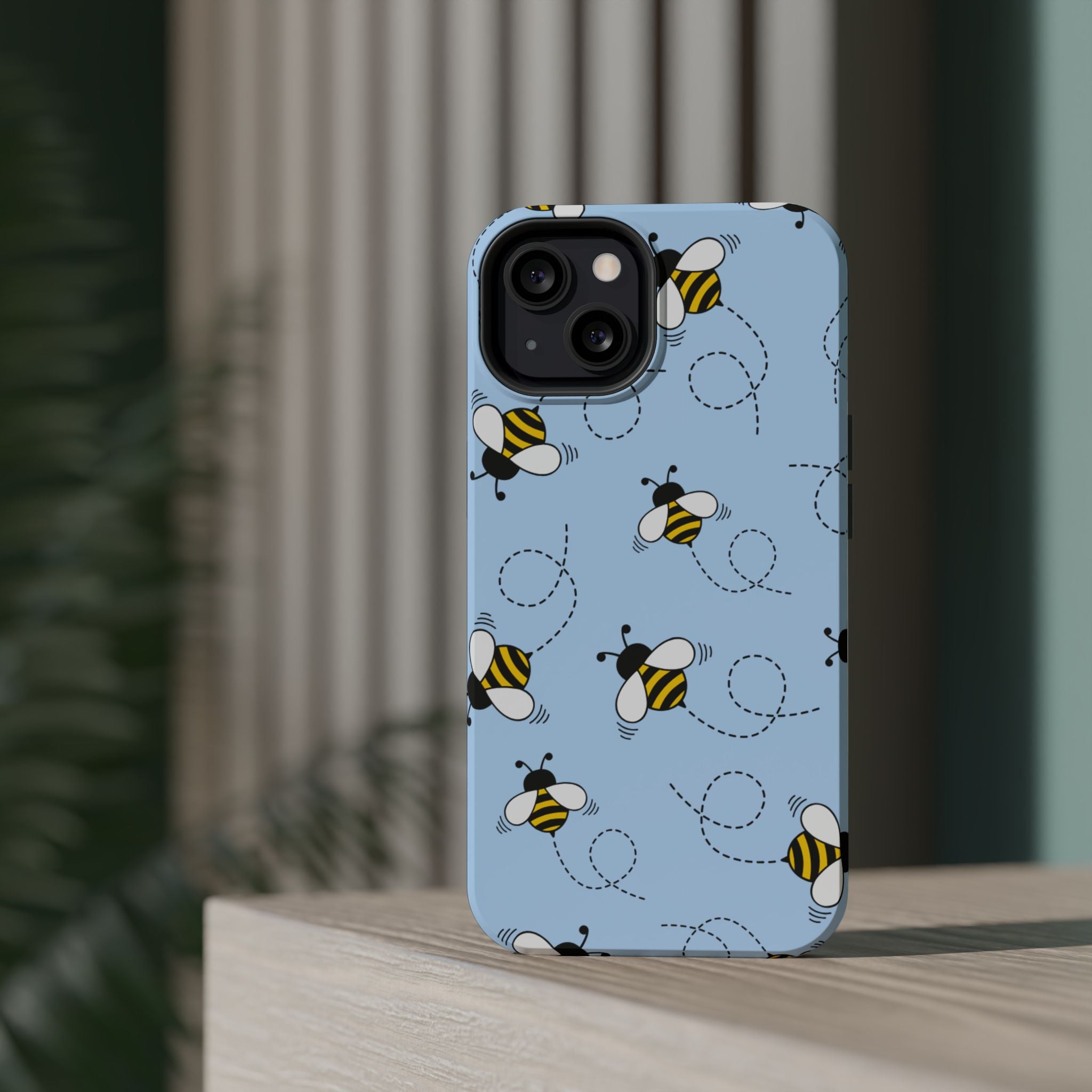 Phone Case | Sky Blue Bee Pattern Magnetic Impact-Resistant Phone Case