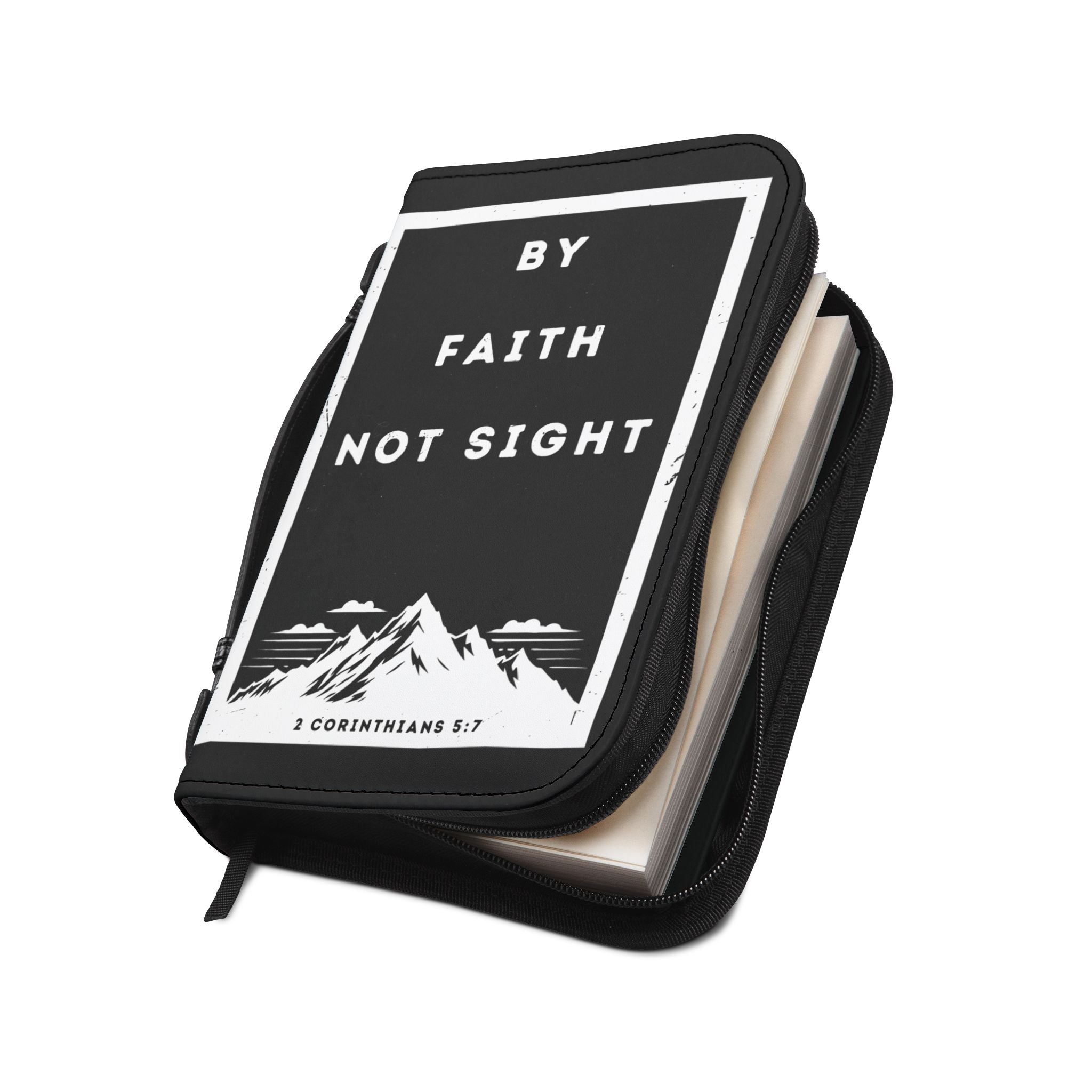 Bible Cover | 2 Cor 5:7 Scripture Zippered Case 'By Faith Not Sight'