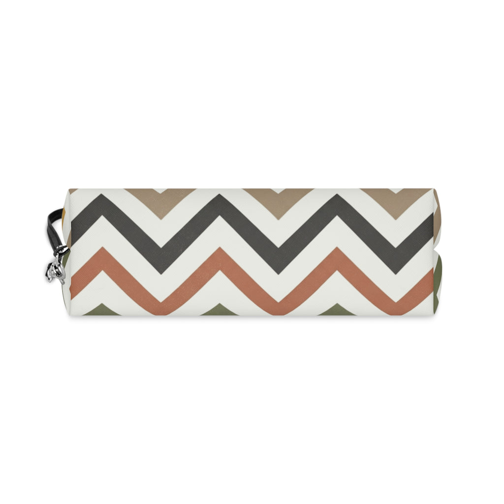 Cosmetic Pouch | Neutral Autumn Colors Chevron Makeup Bag