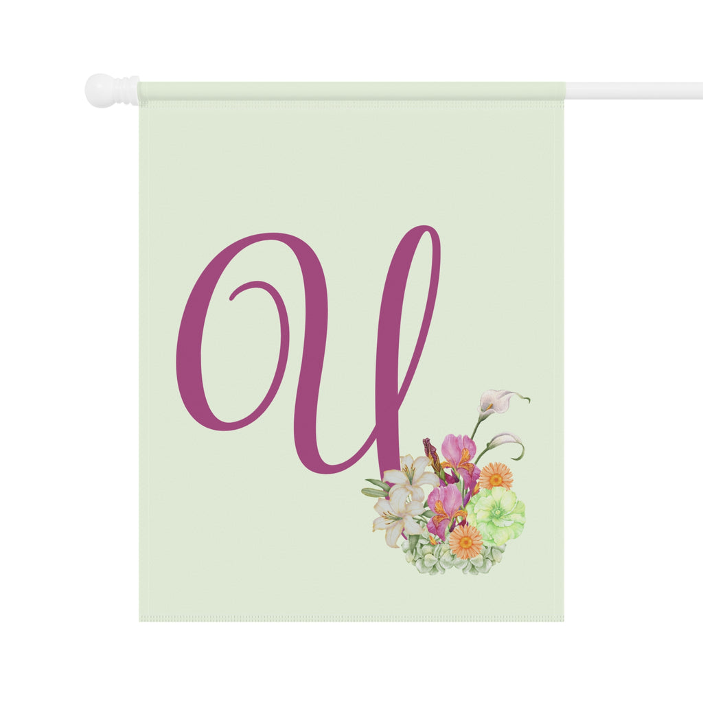 Home & Garden Banner | 'U' Monogram Watercolor Bouquet Flag
