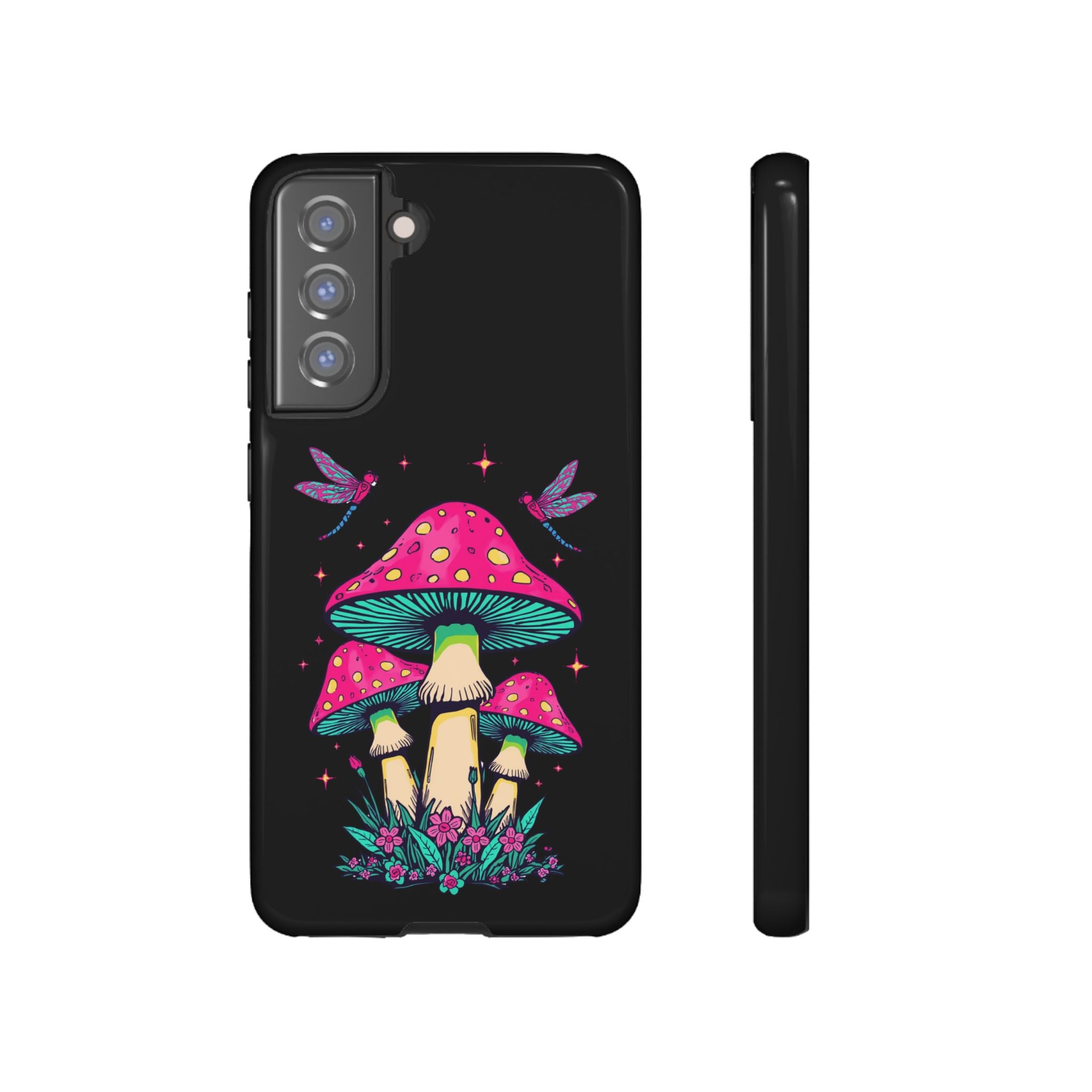 Phone Cases | Colorful Mushroom and Dragonfly Print Tough Case