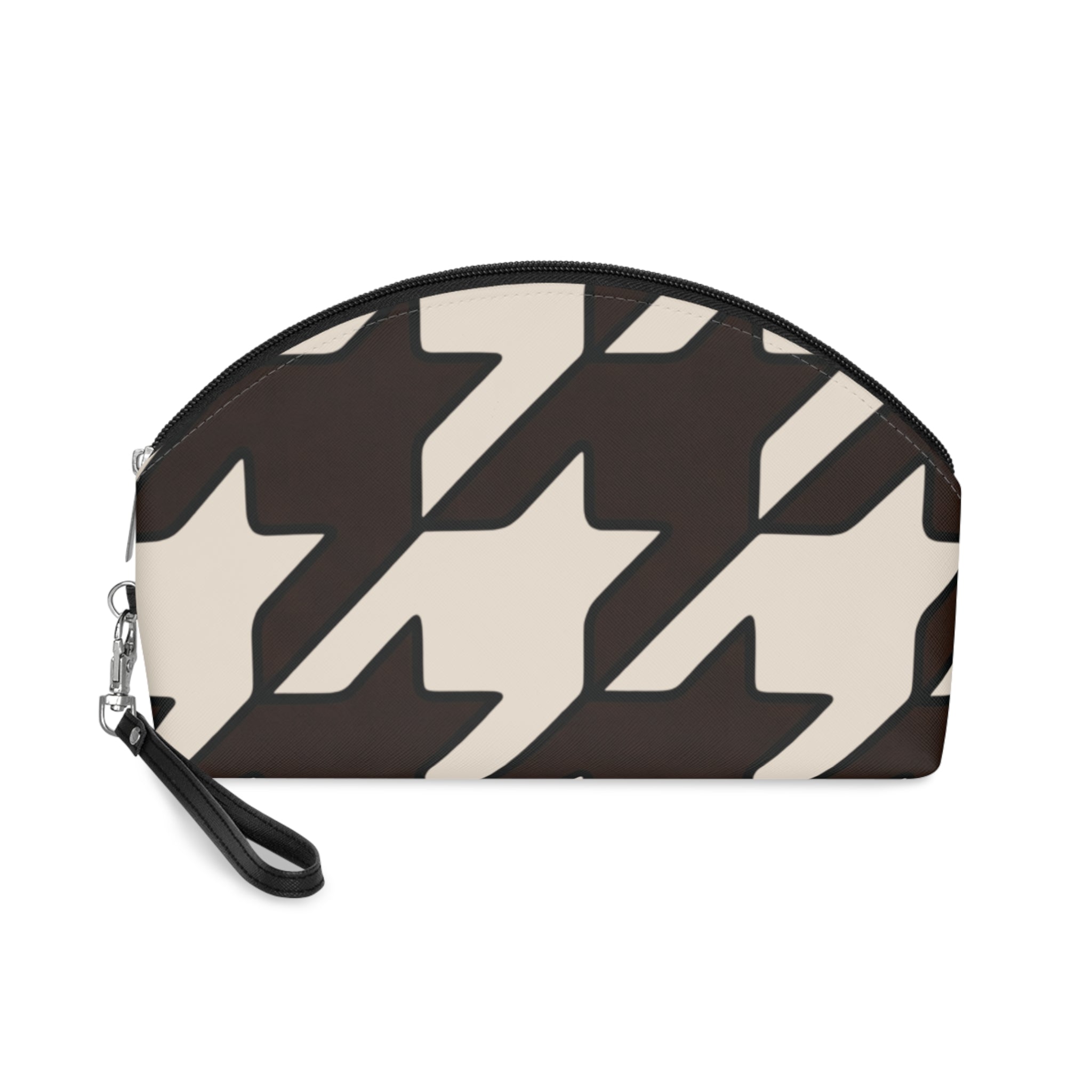 Cosmetic Pouch | Classic Black & Cream Houndstooth Makeup Bag