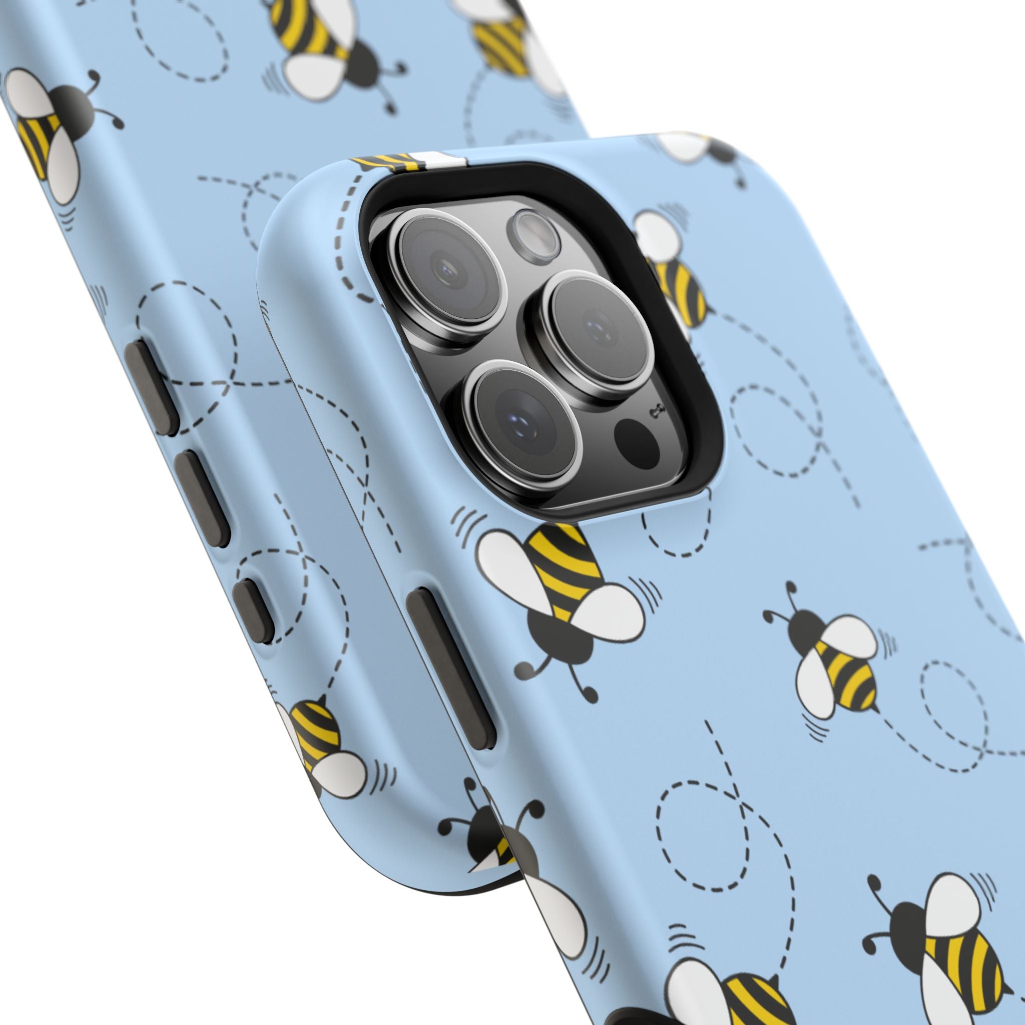 Phone Case | Sky Blue Bee Pattern Magnetic Impact-Resistant Phone Case