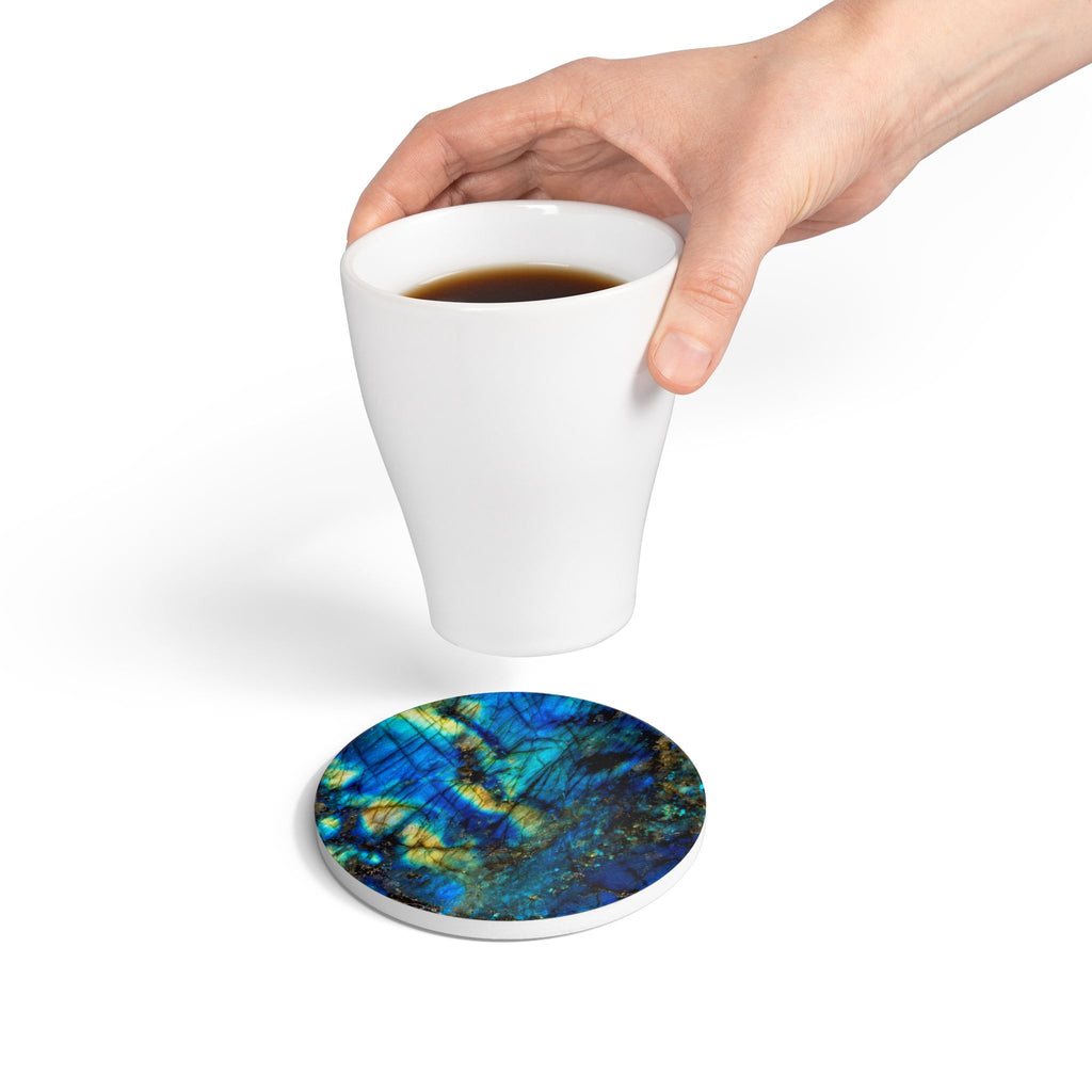 Coasters | Faux Labradorite Stone Ceramic Drink Coaster