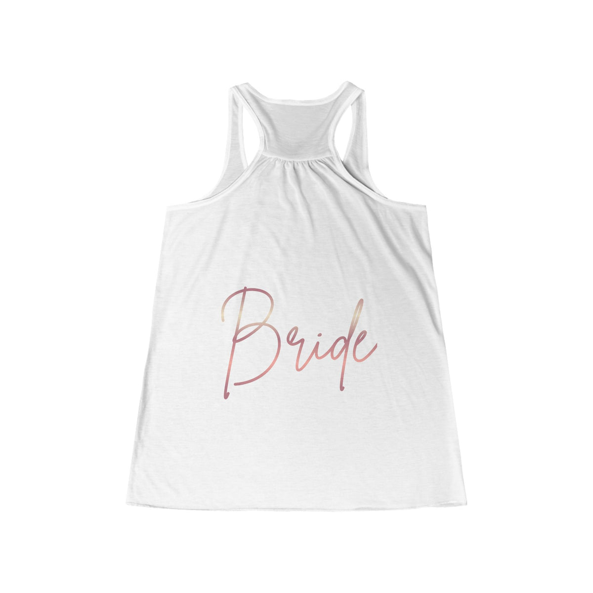 Rose Gold 'Bride' Script Flowy Bridal Racerback Tank Top
