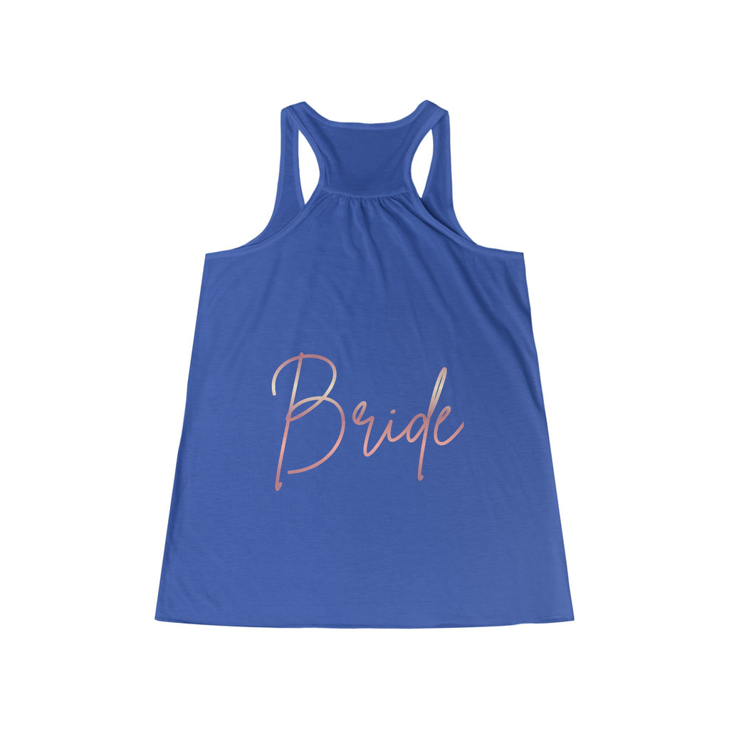 Rose Gold 'Bride' Script Flowy Bridal Racerback Tank Top
