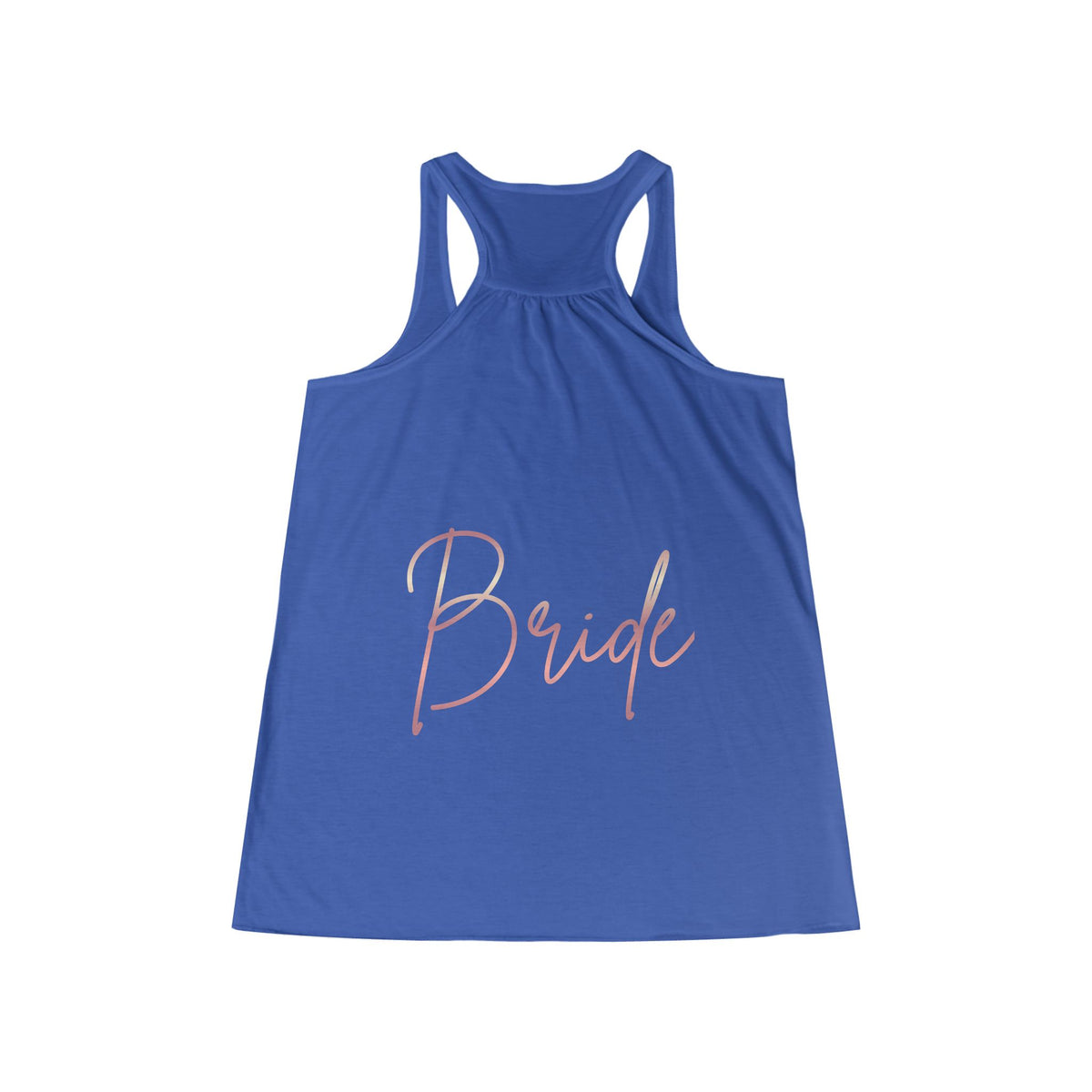 Rose Gold 'Bride' Script Flowy Bridal Racerback Tank Top