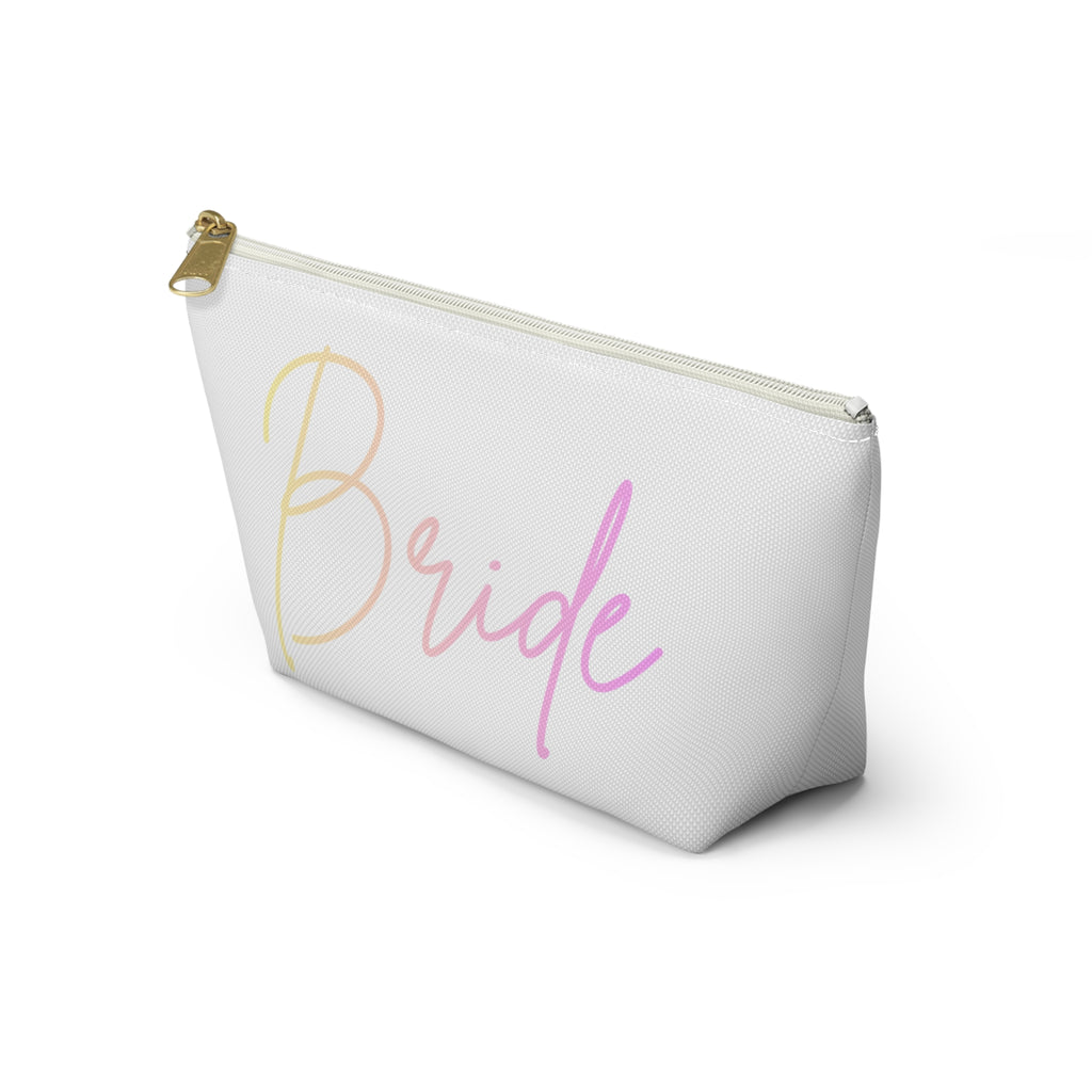 T Bottom Accessory Pouch | 'Bride' Script Pastels | Bridal Party Cosmetic Bag