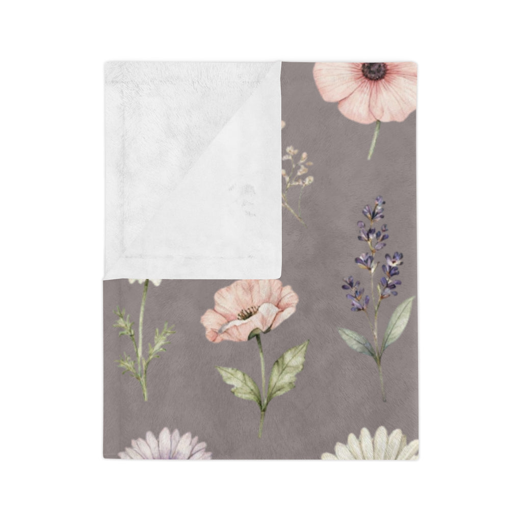 Wildflowers on Mauve Microfiber Throw