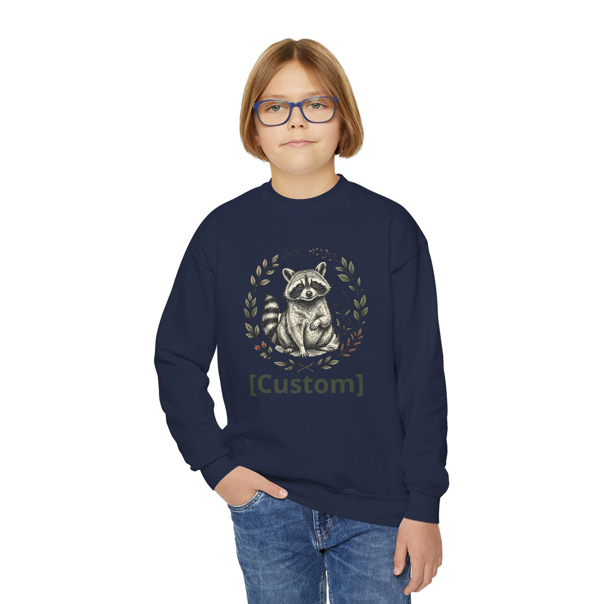 Customizable Sweatshirt with Cute Raccoon Graphic