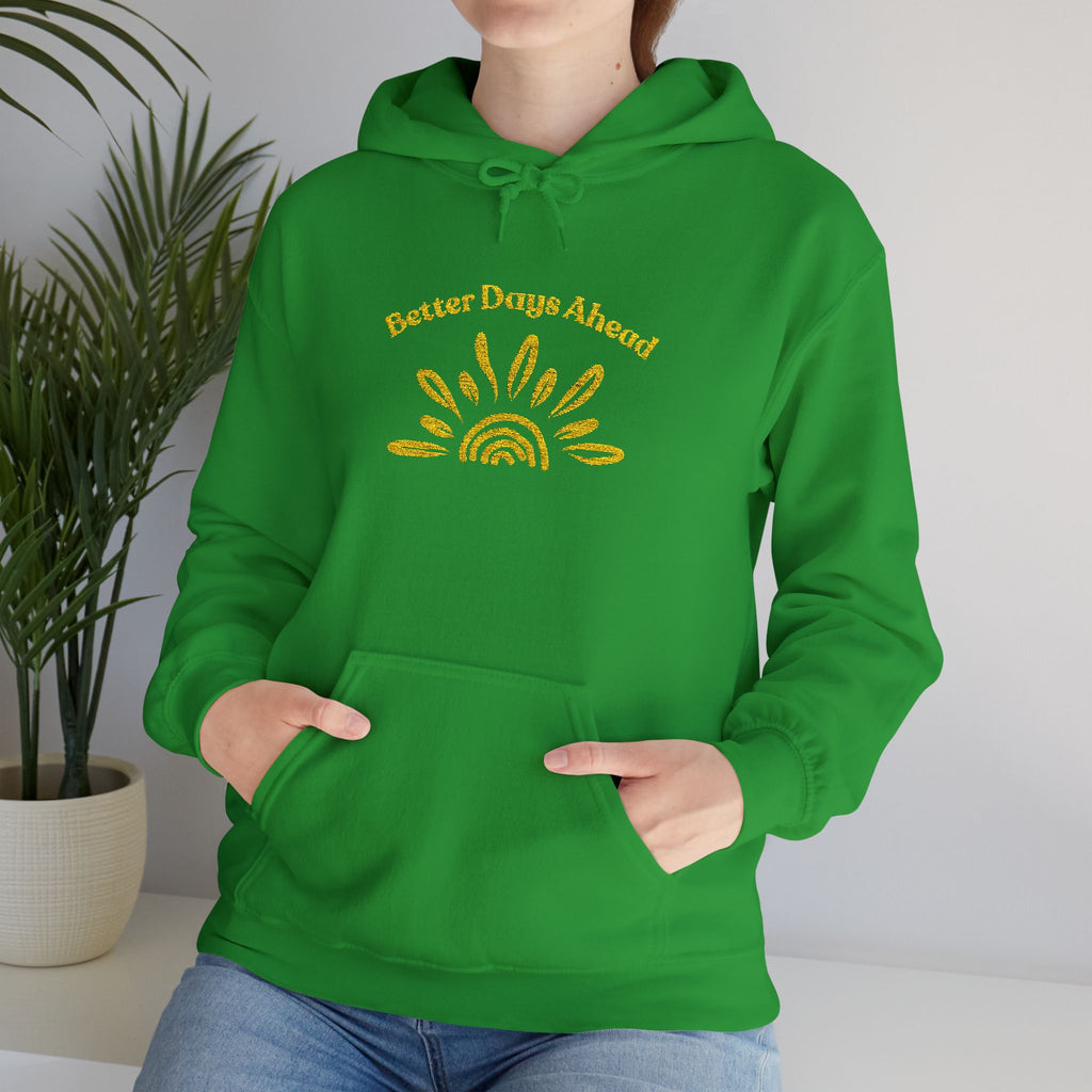 Hoodie | ‘Better Days Ahead’ Above a Sunrise  Embroidered Graphic