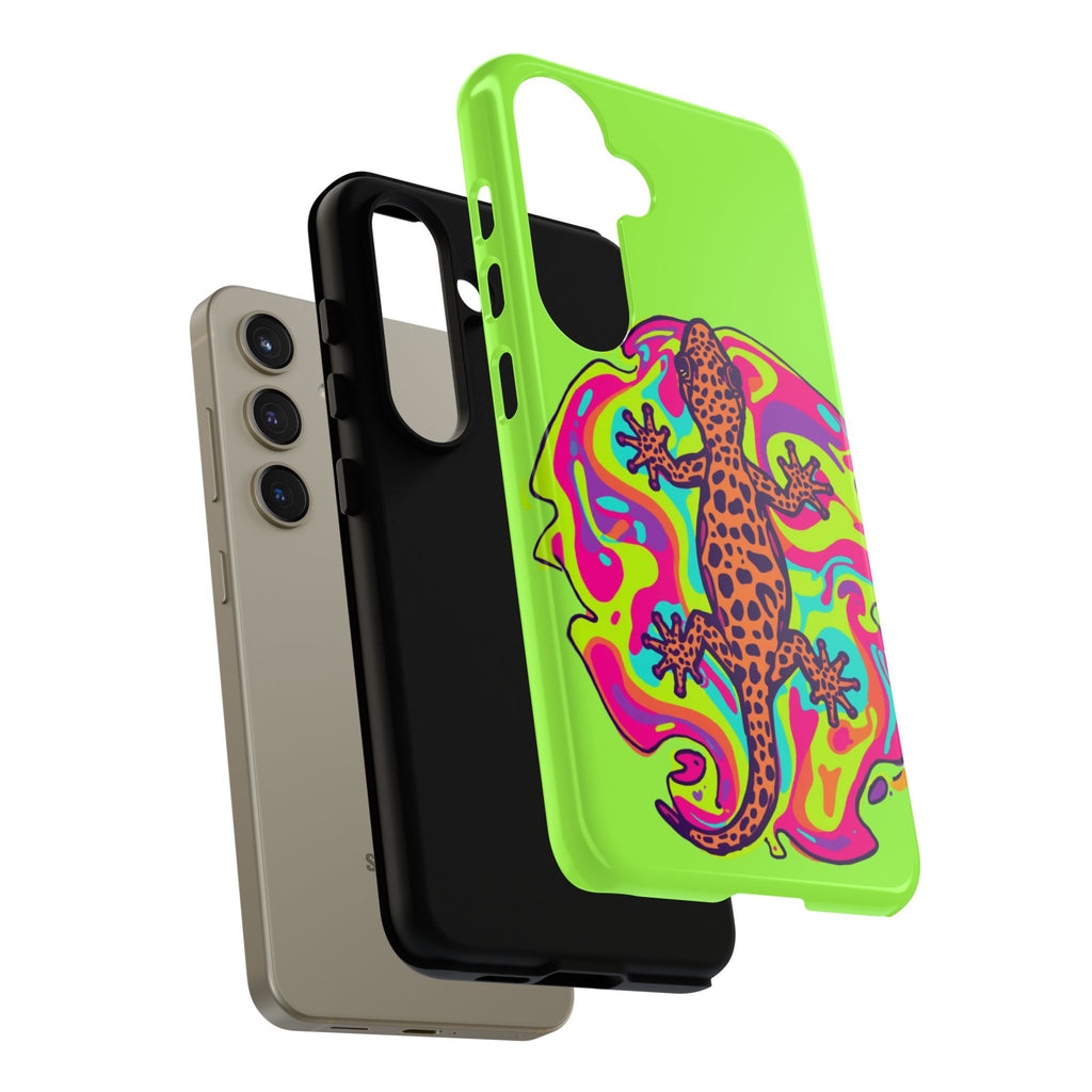 Phone Cases | Neon Leopard Gecko Swirl Phone Case