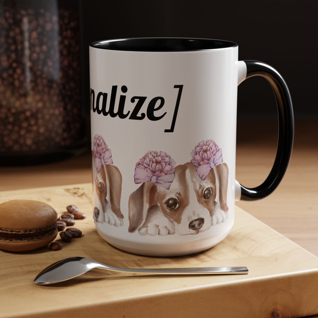 Coffee Mug | Puppy Face with Custom Script Accent Mug (11/15oz)