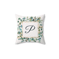 Throw Pillow | Customizable Monogram Botanical Wreath Square Pillow